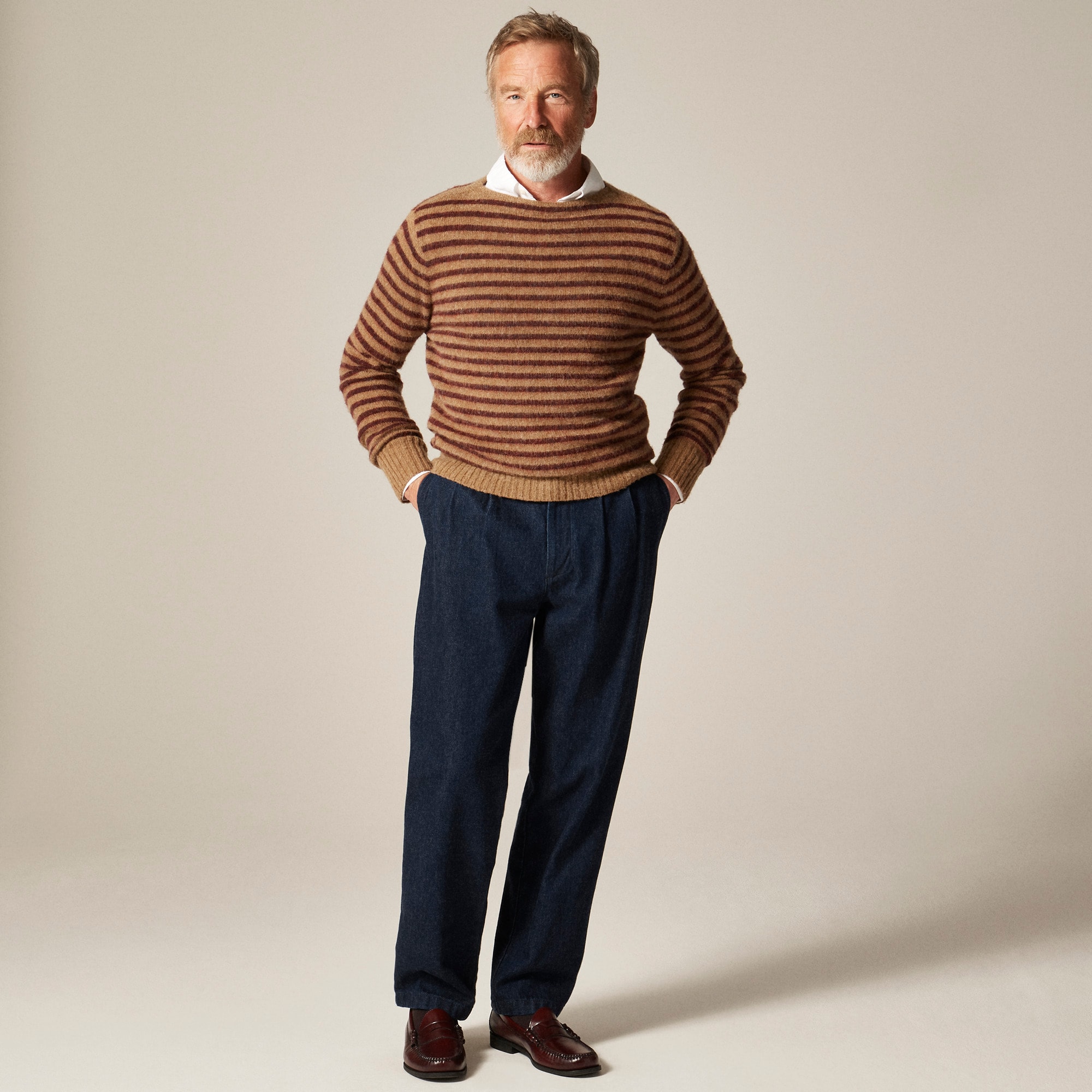 Brushed Wool Boatneck Sweater In Stripe For Men | J.Crew