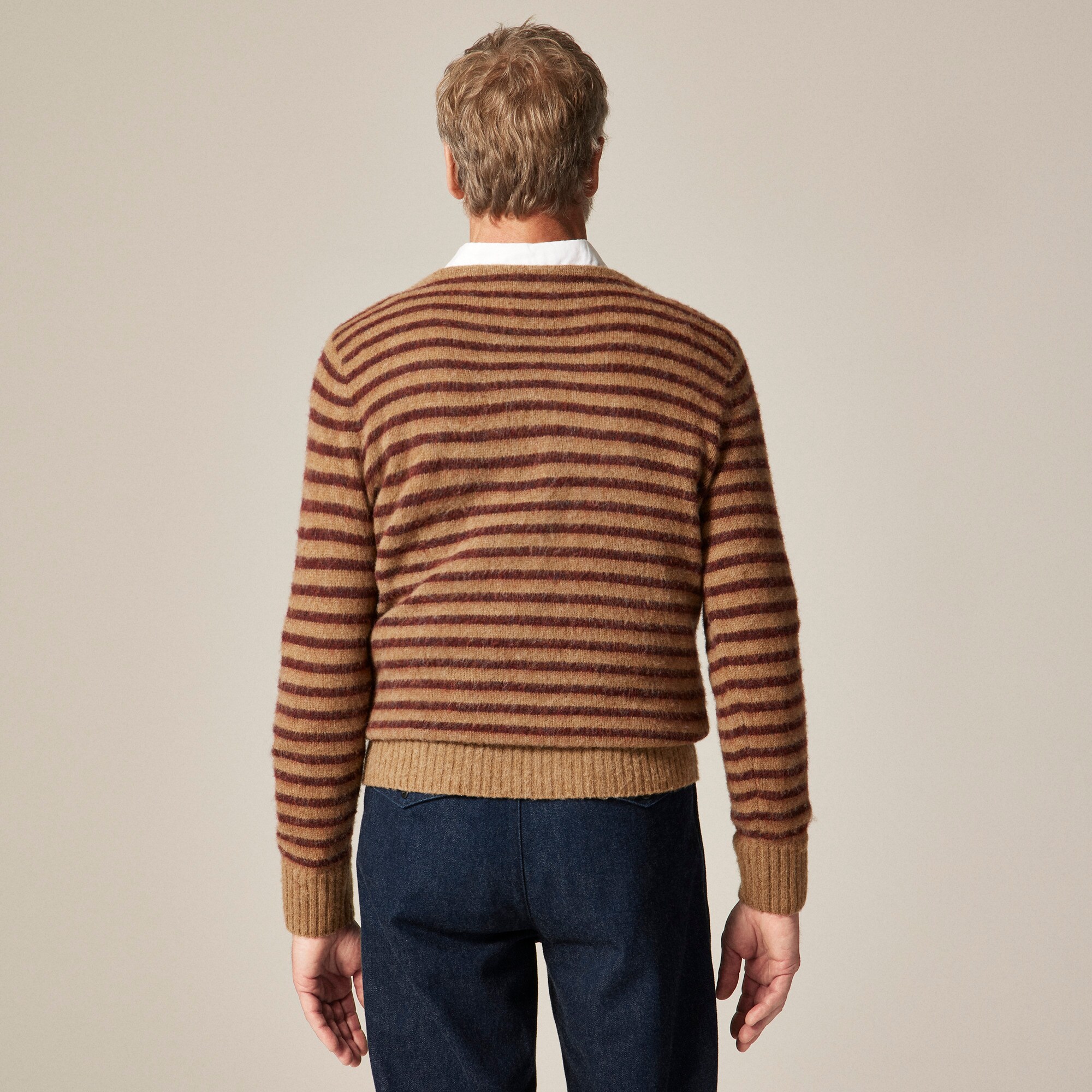 Brushed wool boatneck sweater in stripe