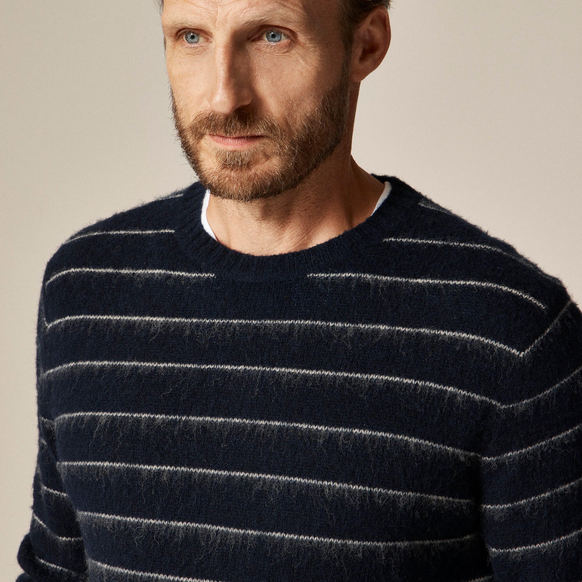 Brushed wool sweater in stripe