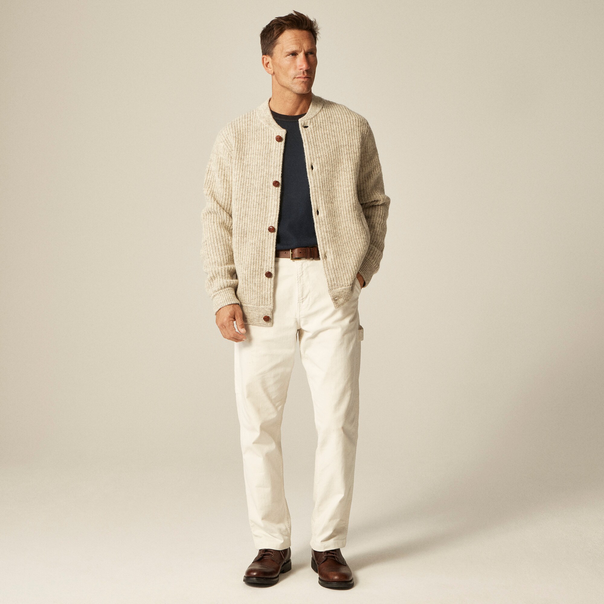 Wallace & Barnes baseball cardigan in English wool