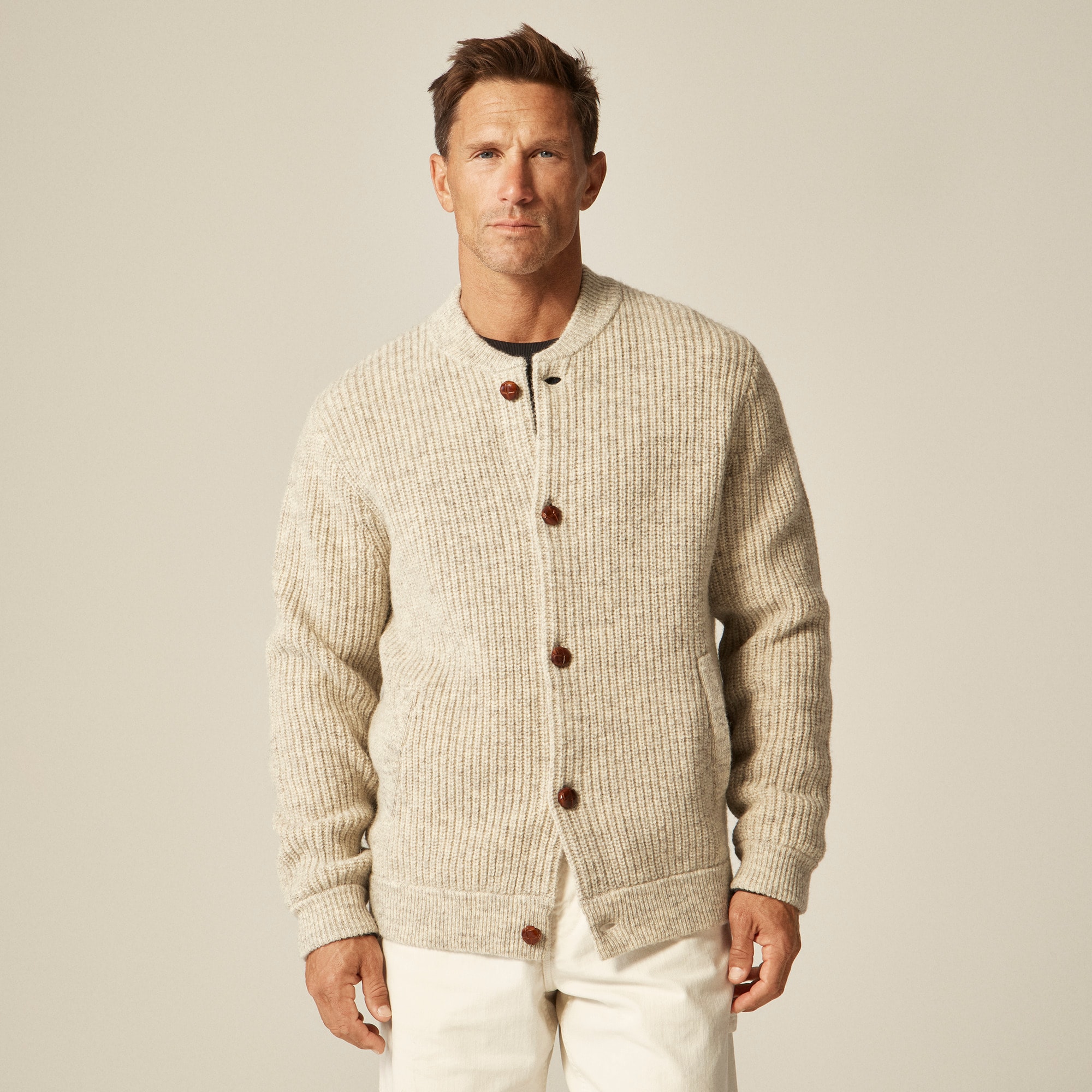  Wallace &amp; Barnes baseball cardigan in English wool