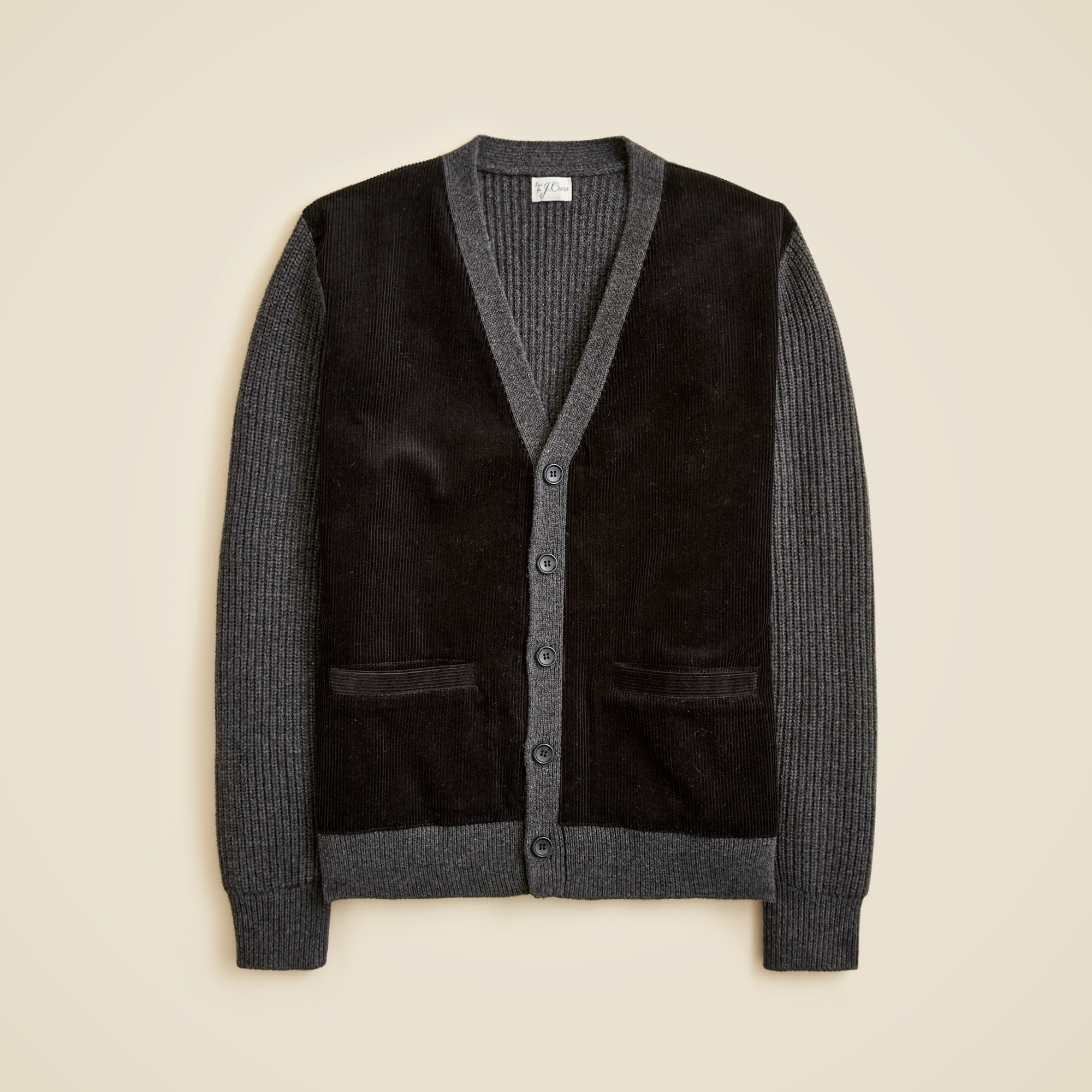  Merino lambswool cardigan with corduroy
