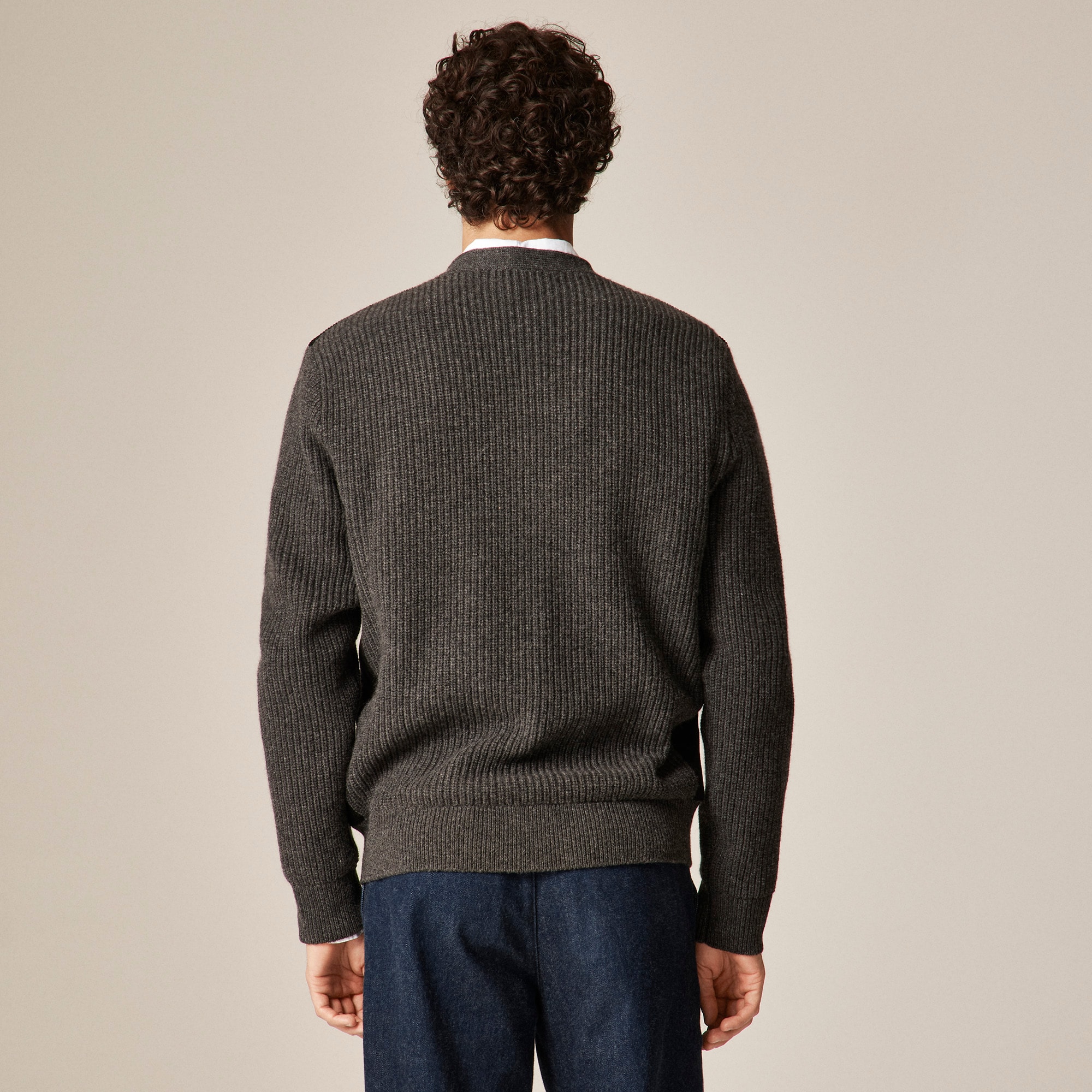 Merino lambswool cardigan with corduroy