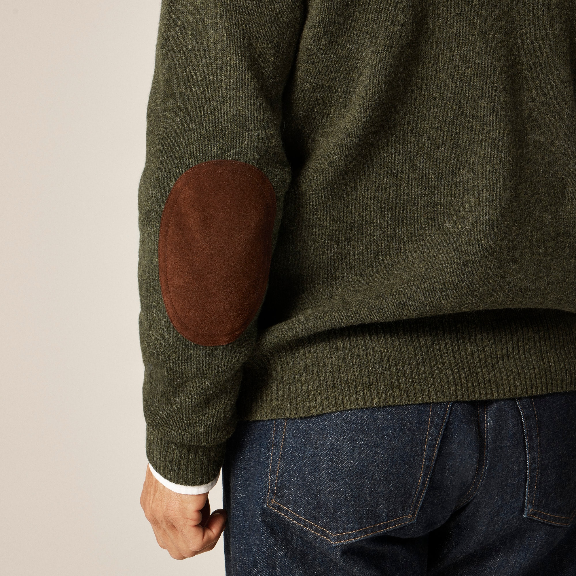 Wallace & Barnes wool sweater with suede