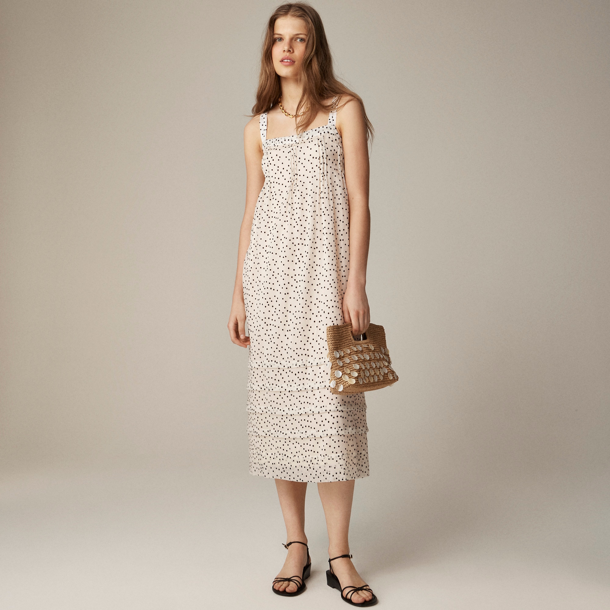womens Pintuck midi dress in velvet dot