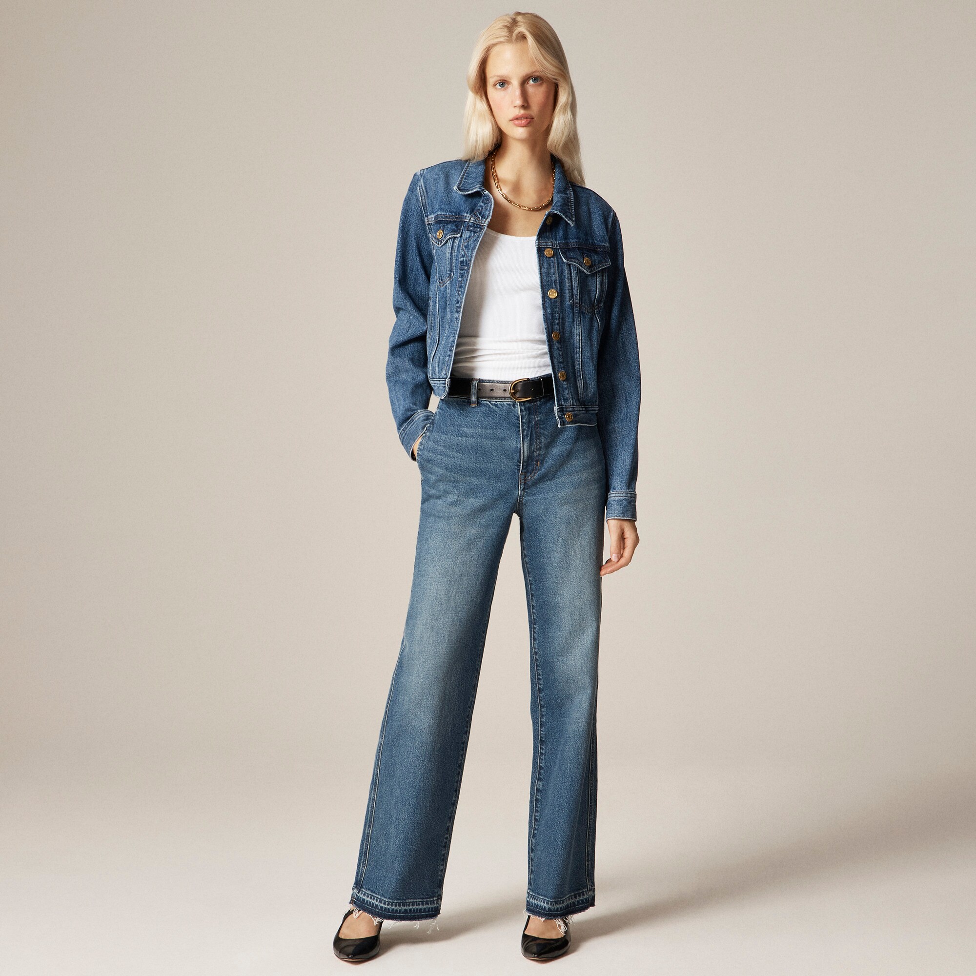 Full-length slim-wide trouser jean
