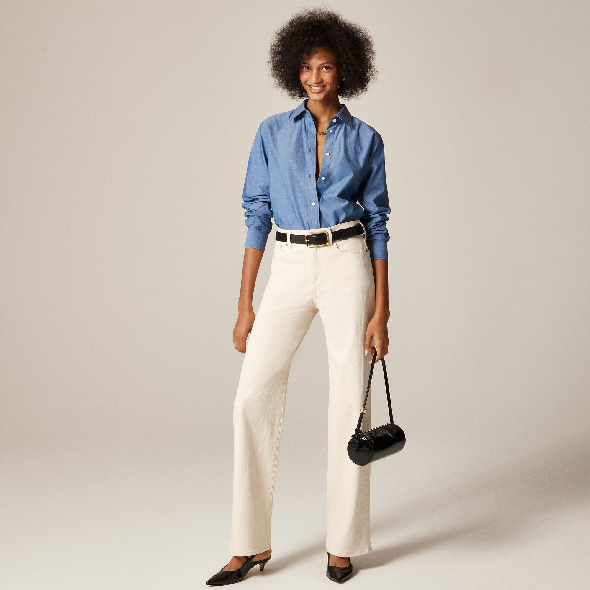  Full-length slim-wide jean