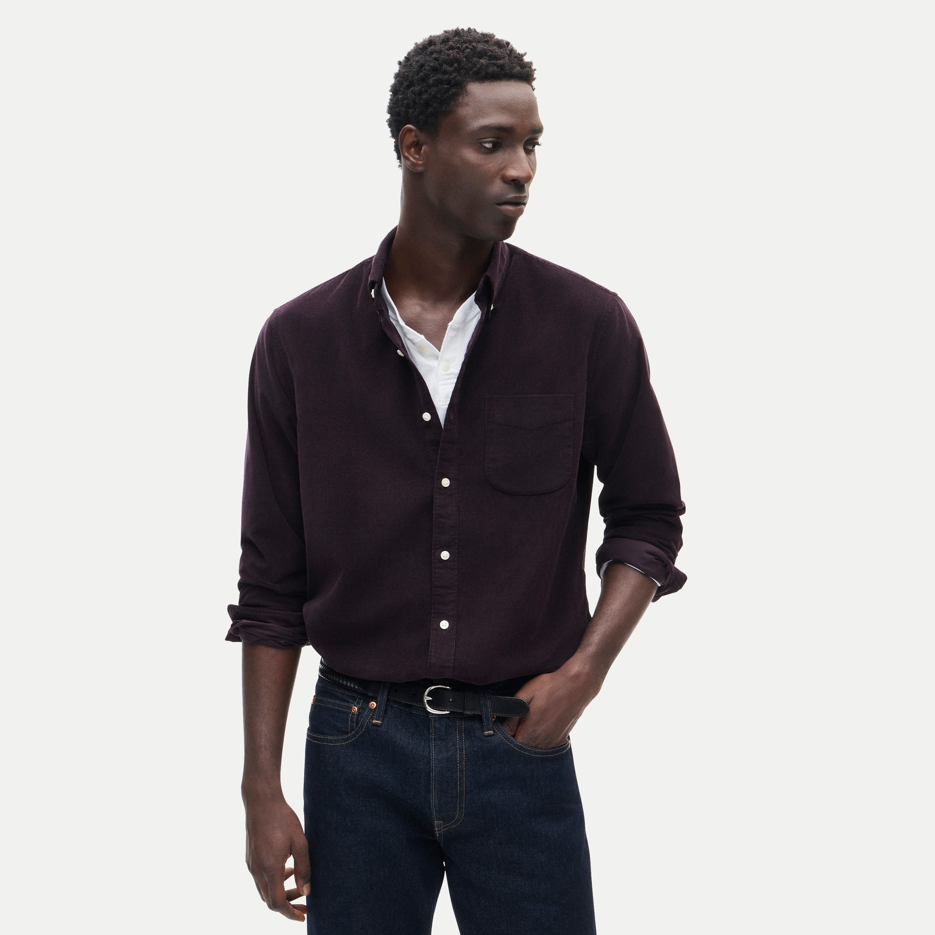 Fine-wale corduroy shirt