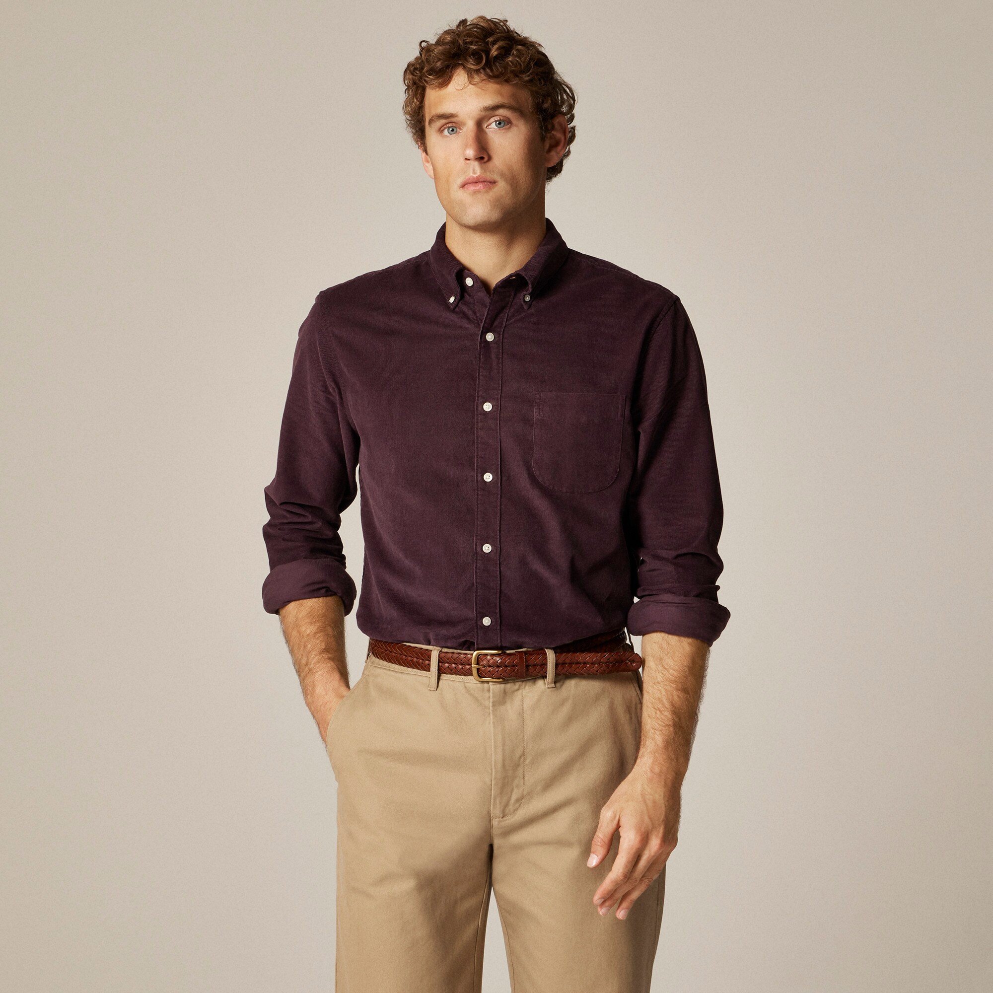 Fine-wale corduroy shirt