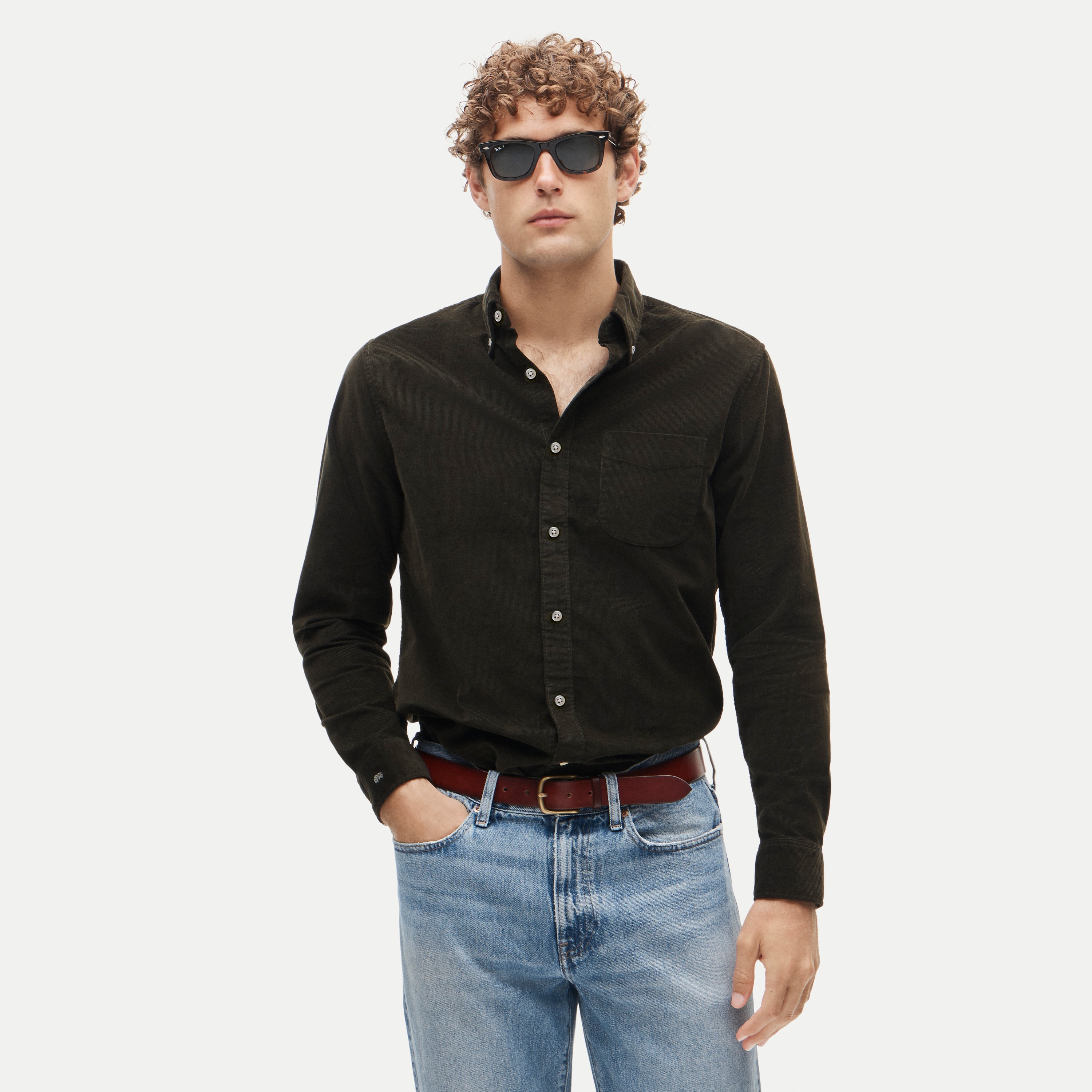 Fine-wale corduroy shirt