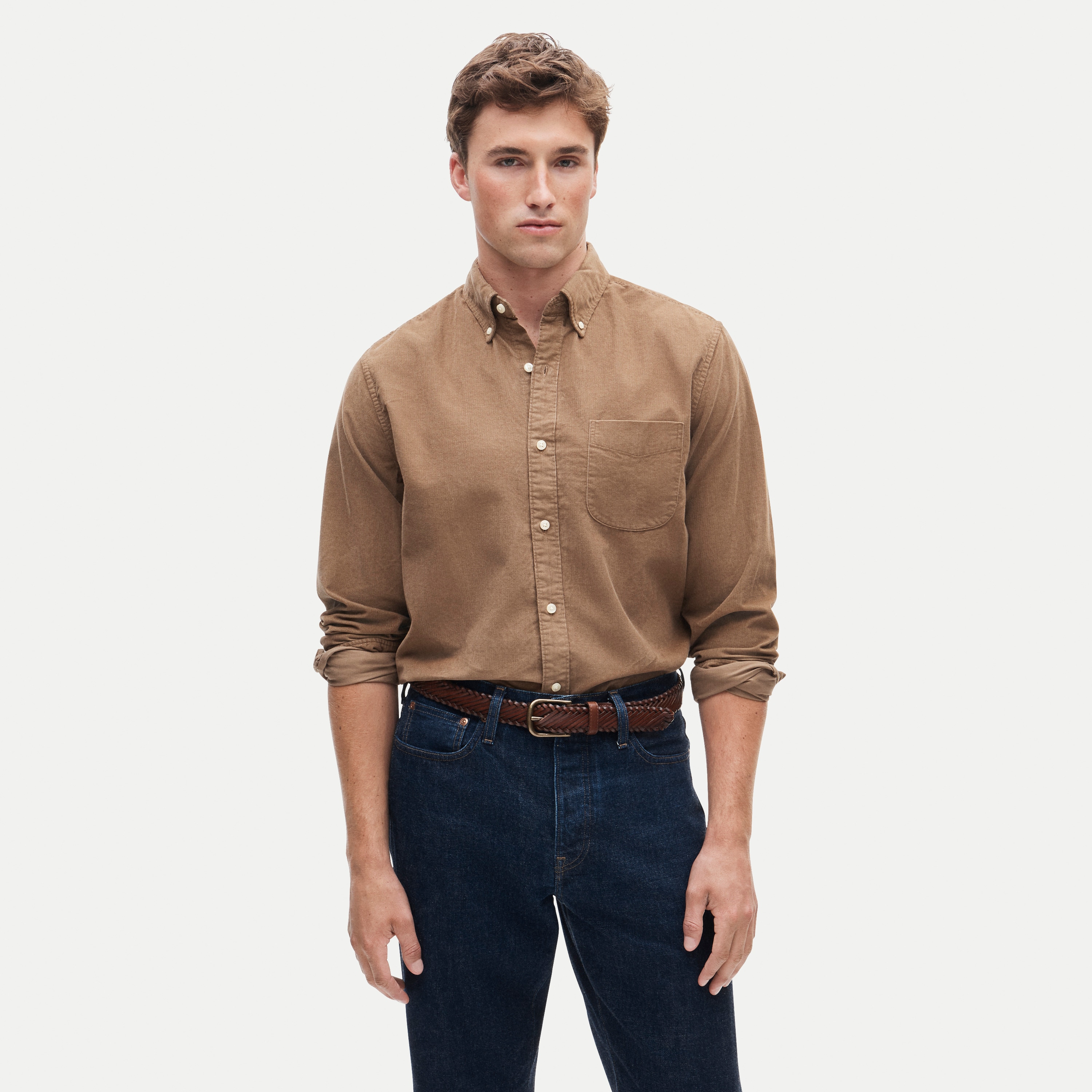 Fine-wale corduroy shirt