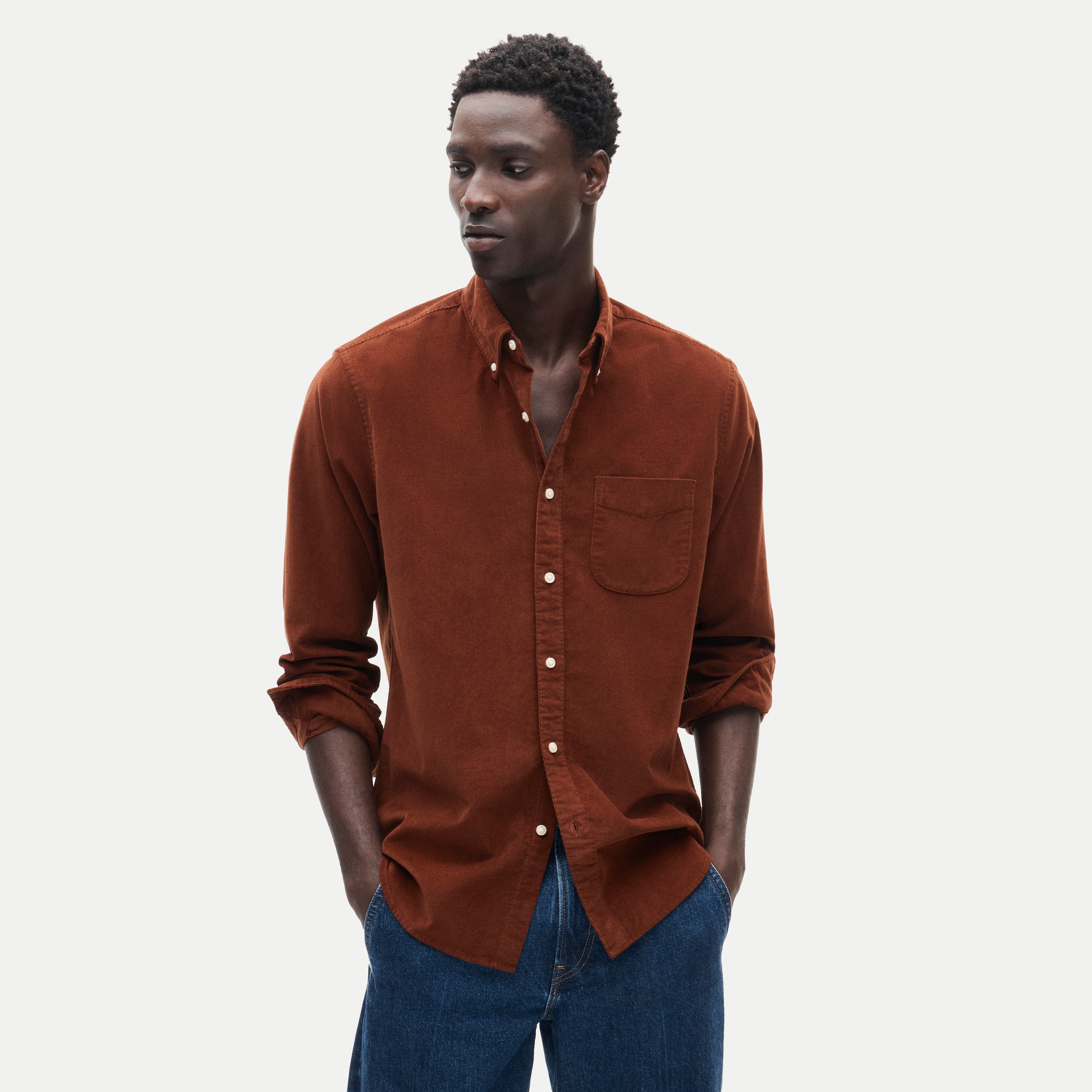 Fine-wale corduroy shirt