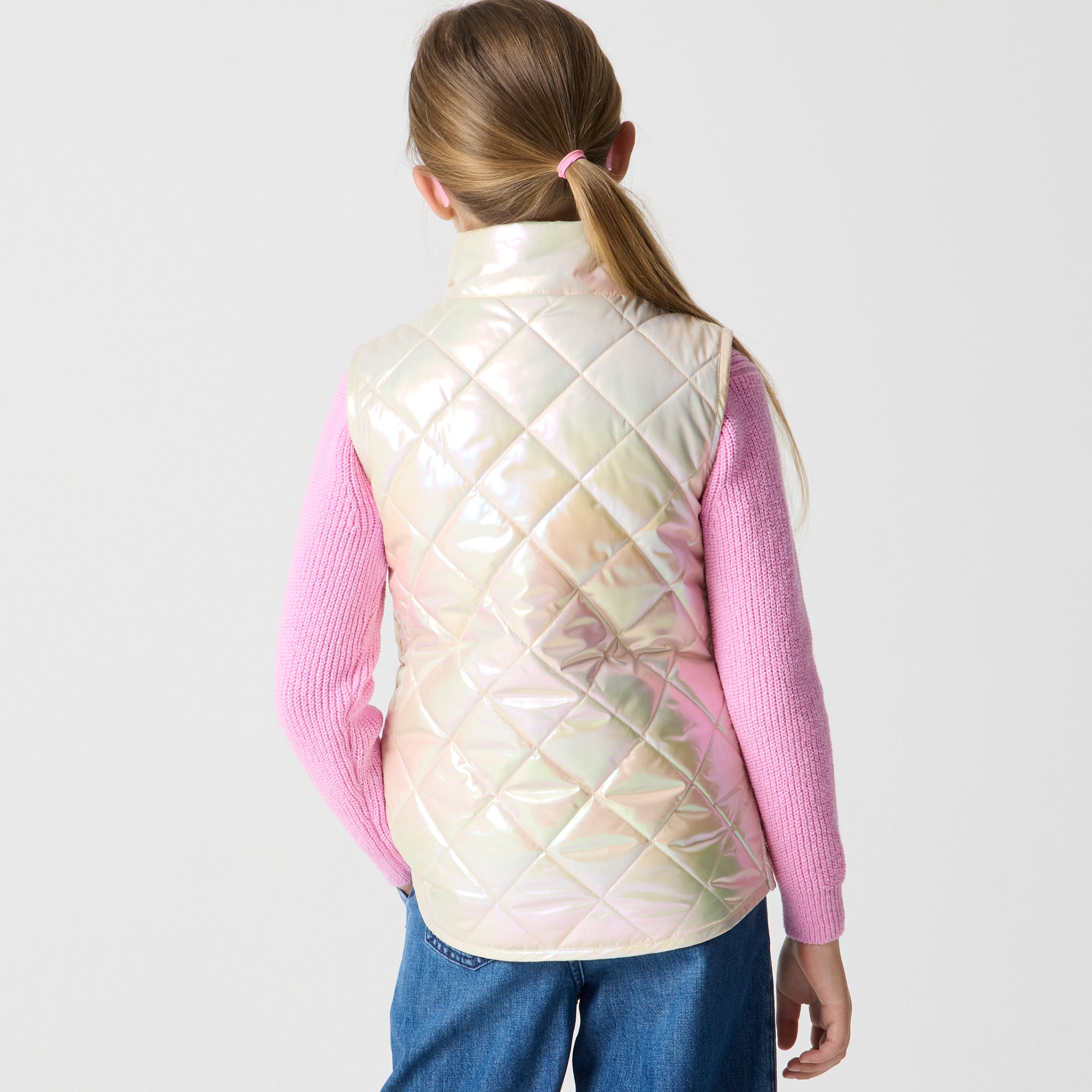 Girls' metallic quilted vest