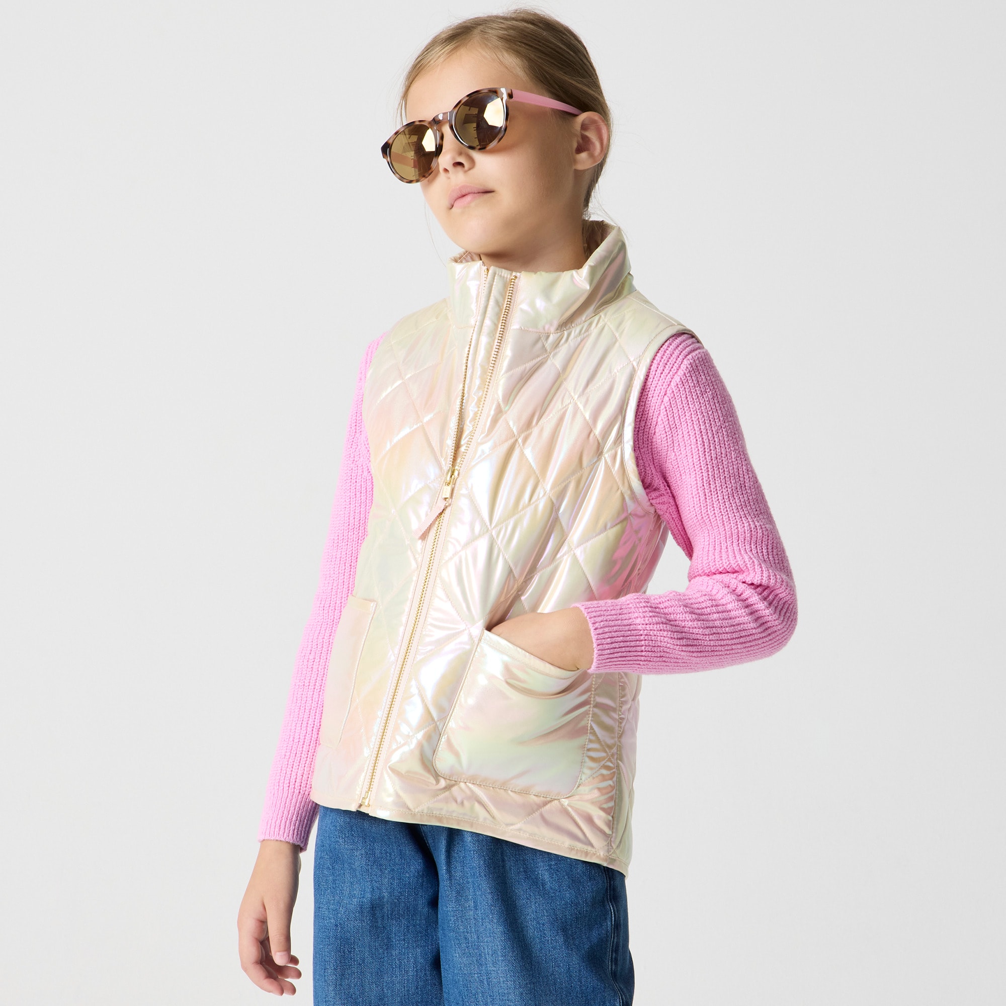 girls Girls' metallic quilted vest