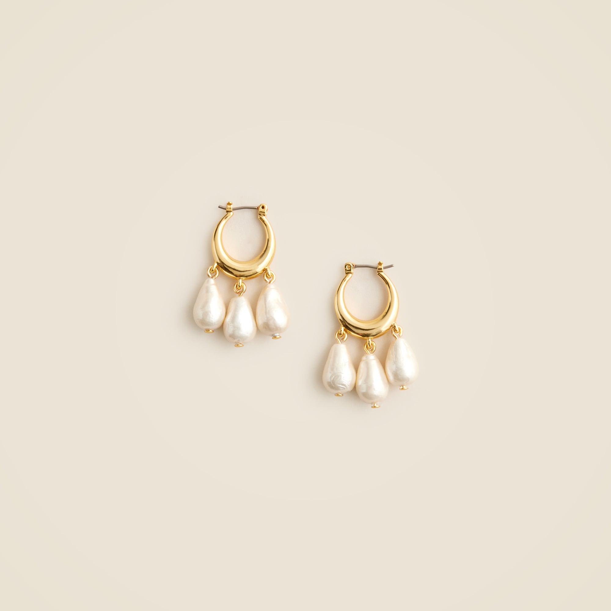 Pearl charm hoop earrings