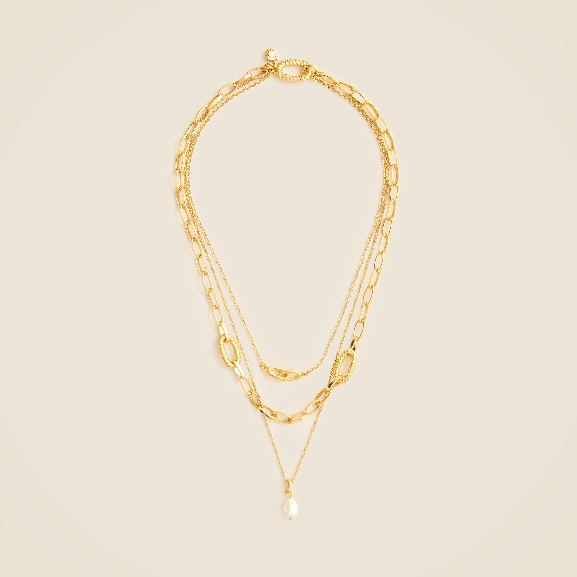  Chainlink necklaces set-of-three with pearls