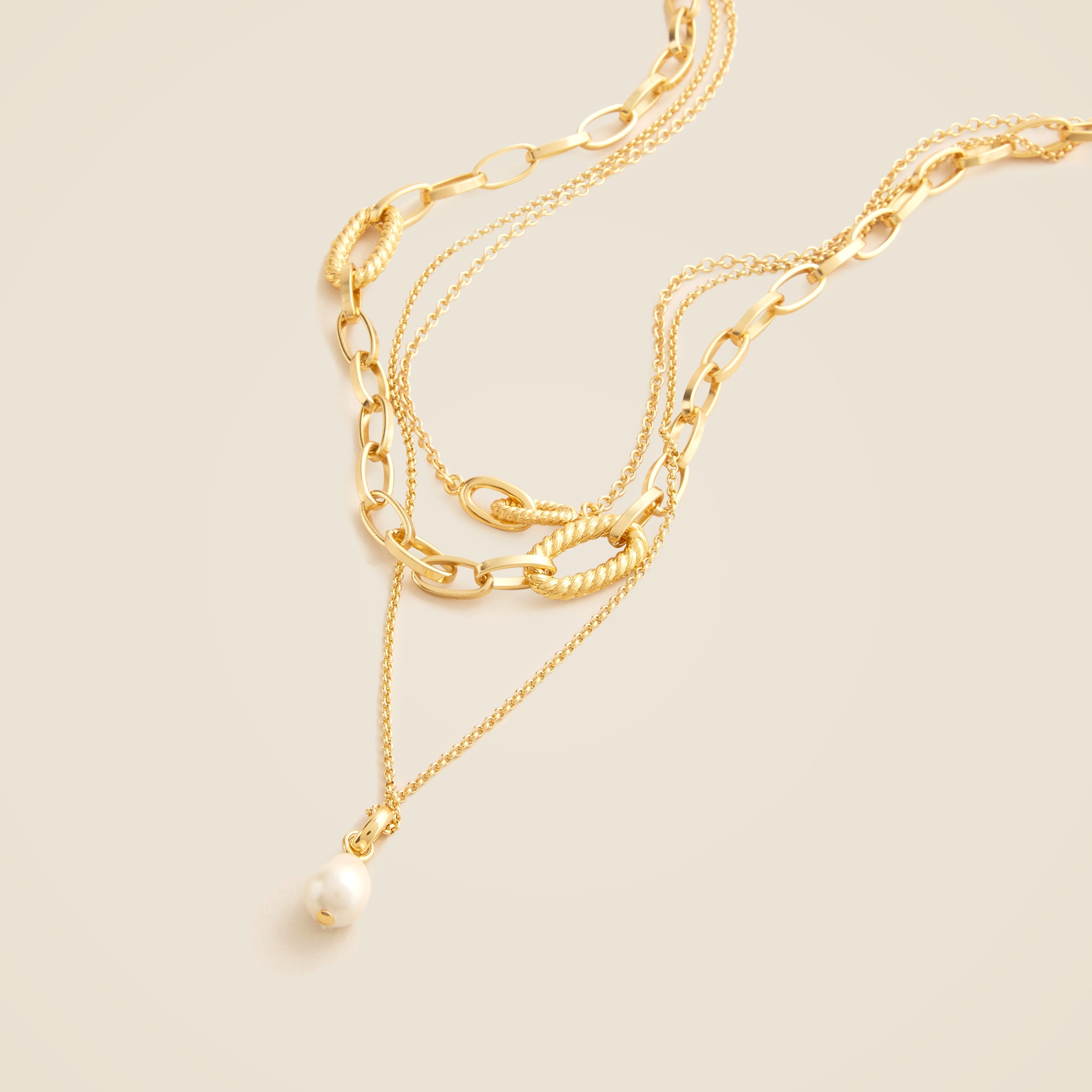 Chainlink necklaces set-of-three with pearls