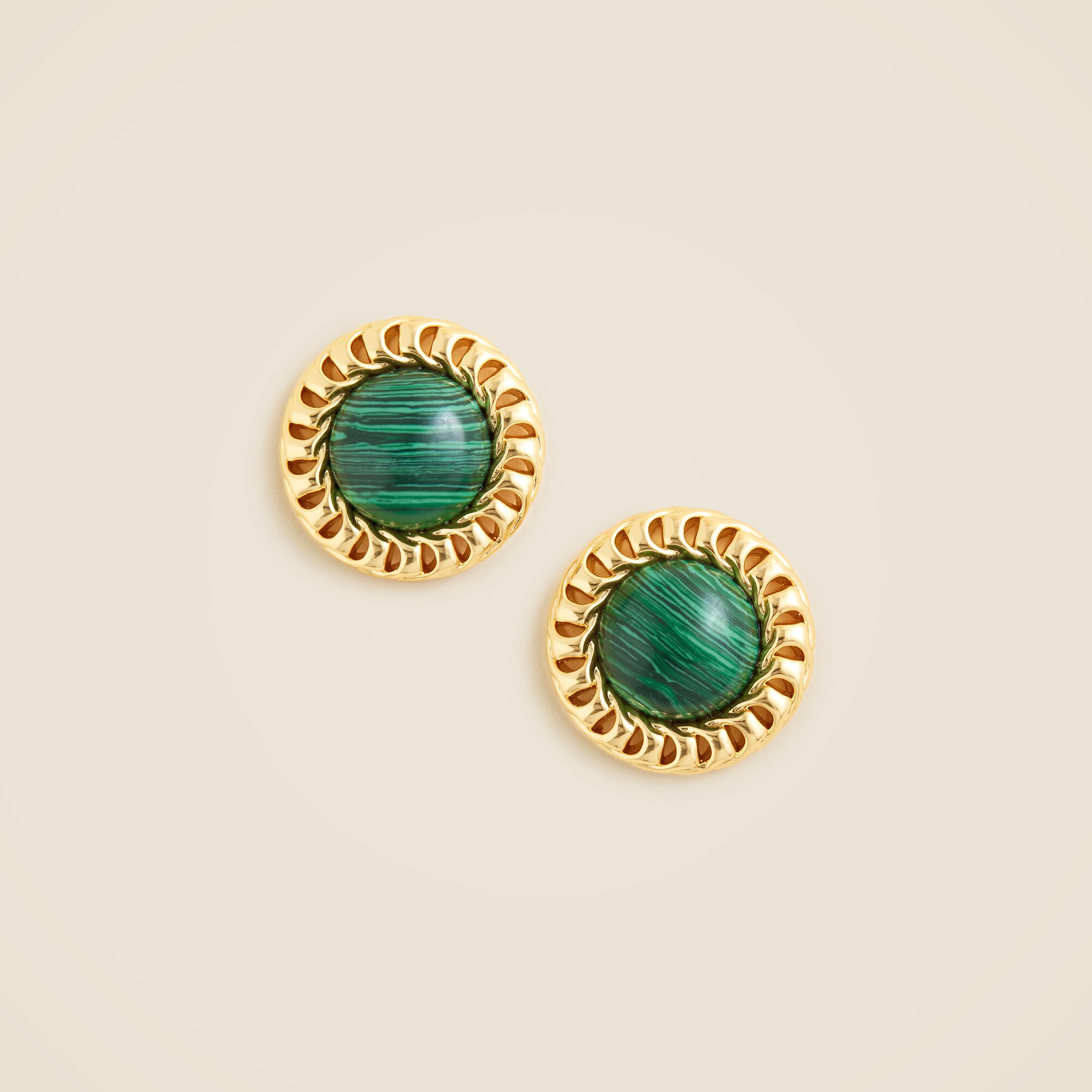 Stone button earrings