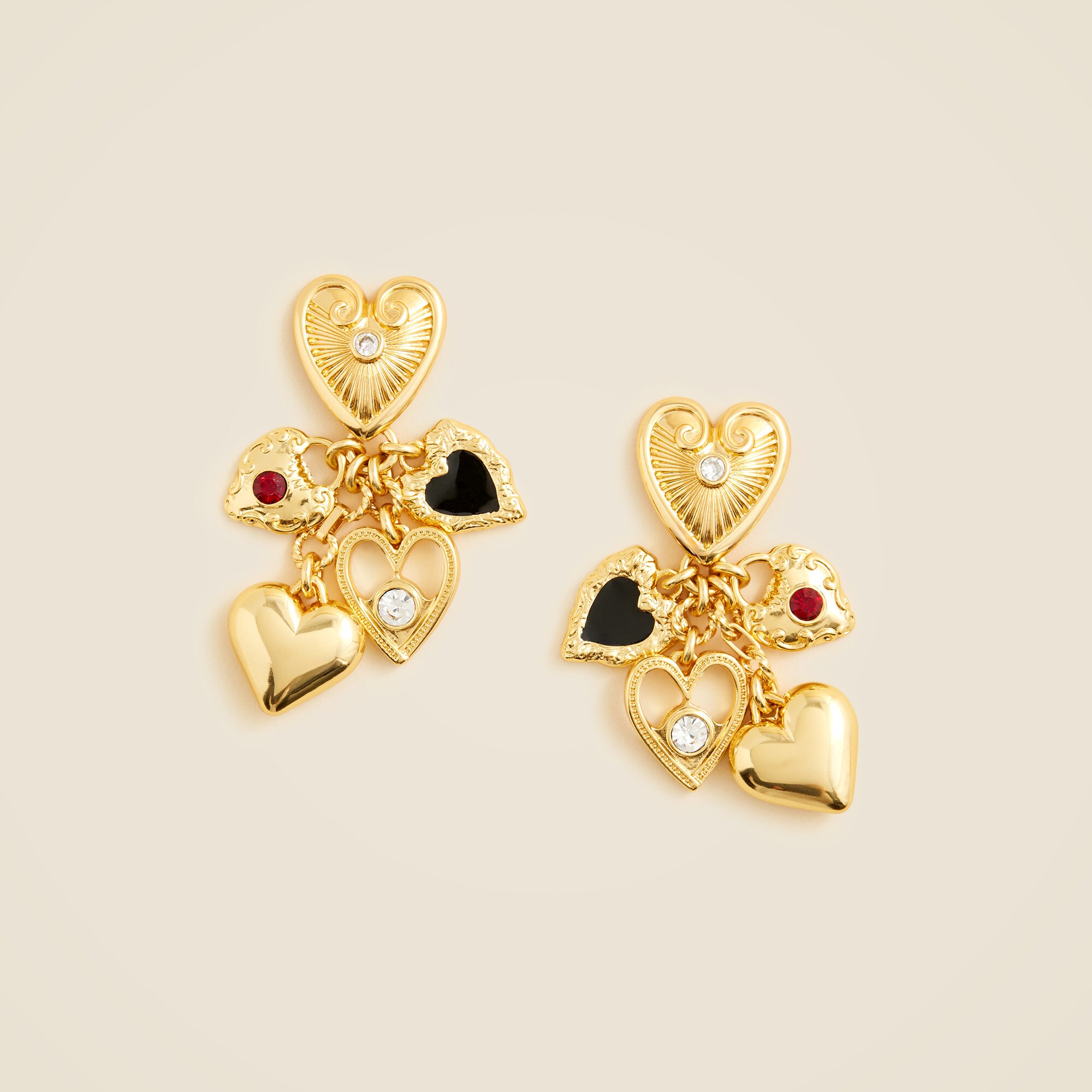  Dangly heart charm earrings