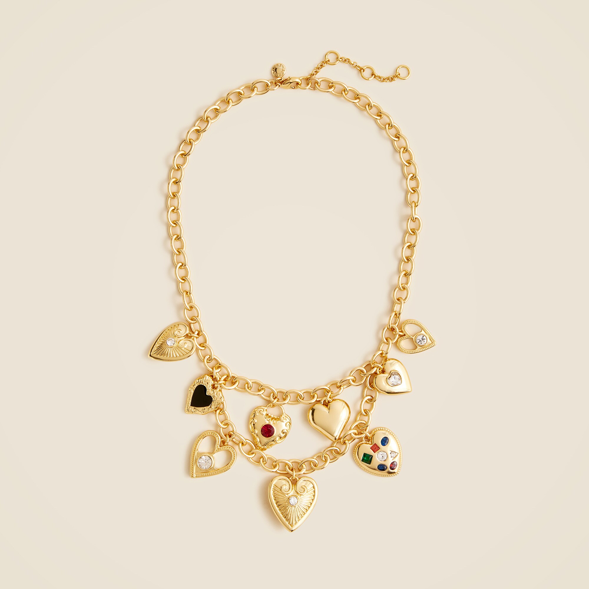 Layered heart charm necklace