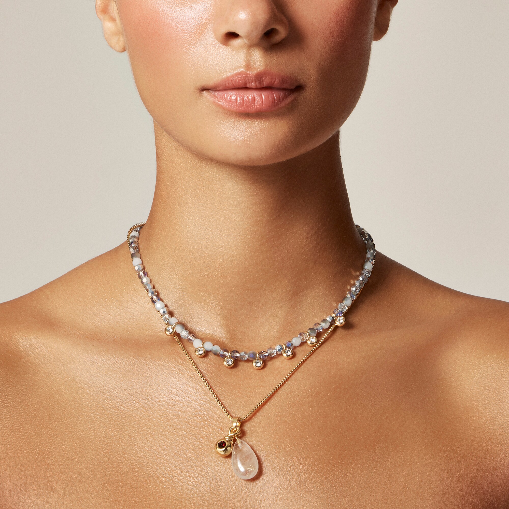  Crystal and stone necklaces set