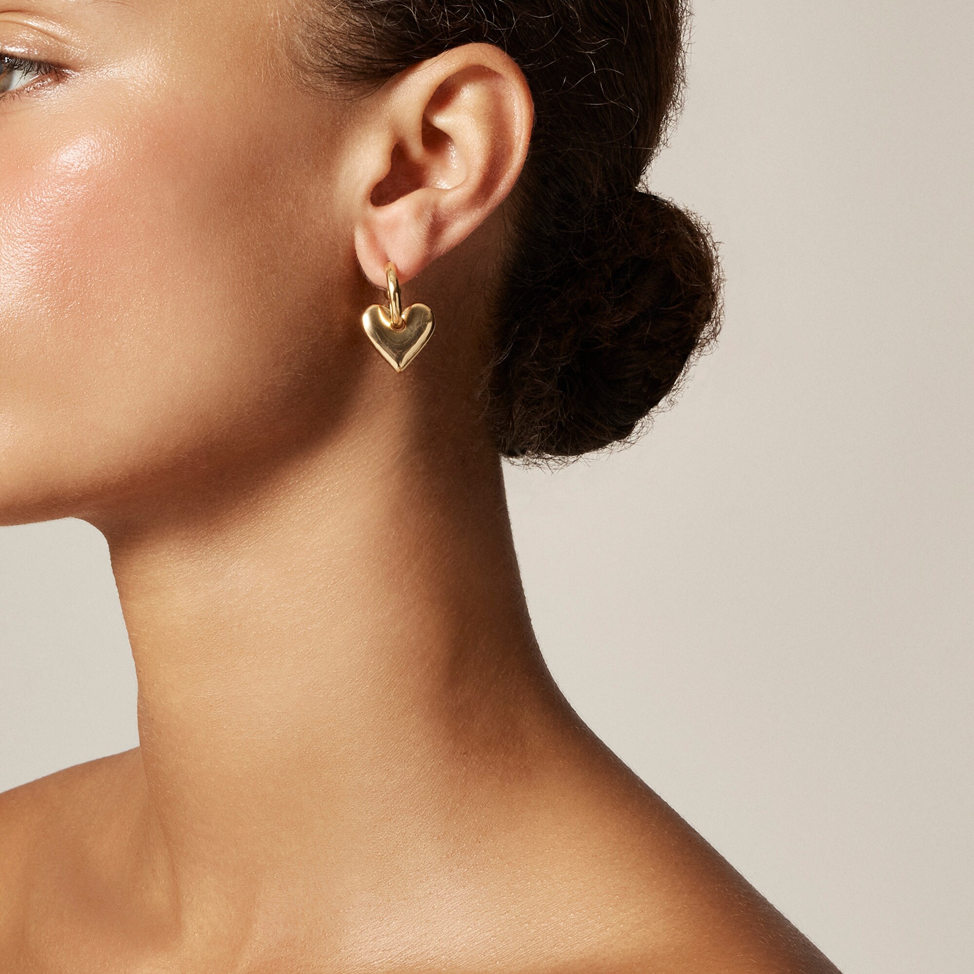 womens Heart huggie hoop earrings