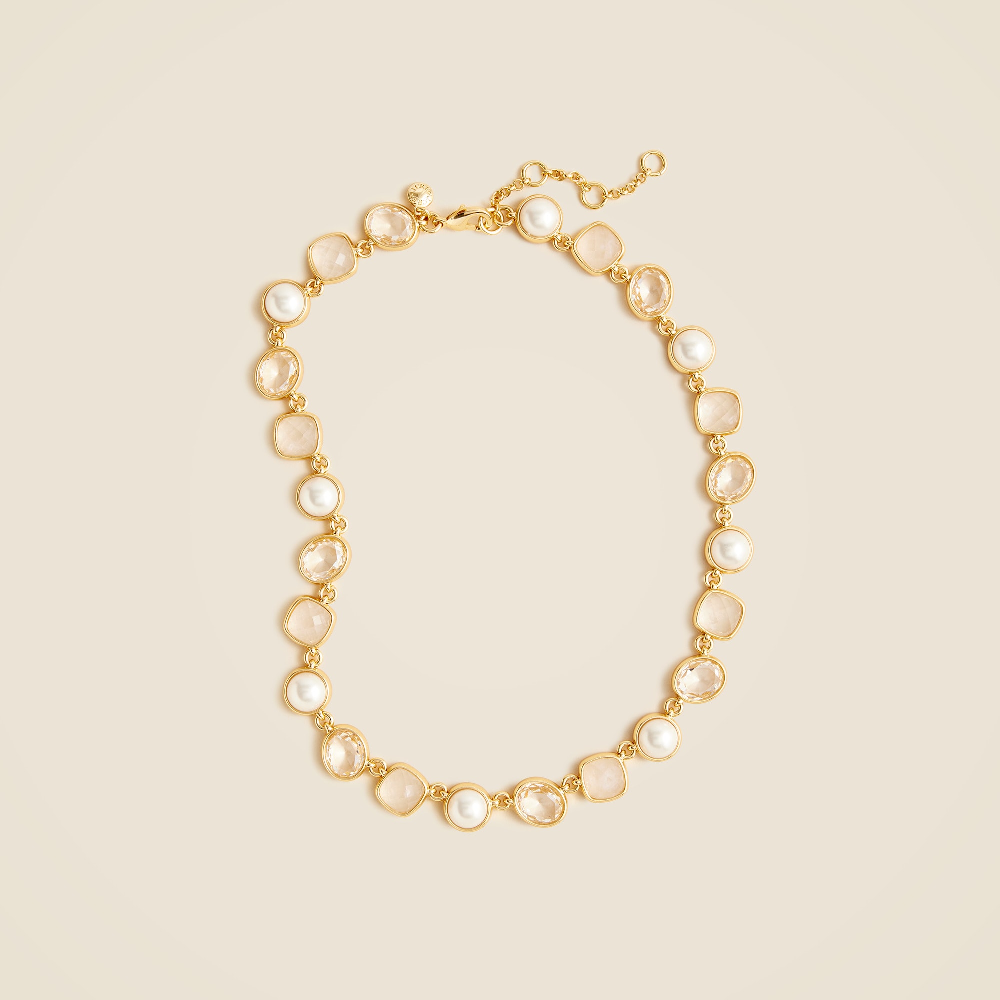 Pearl and stone station necklace