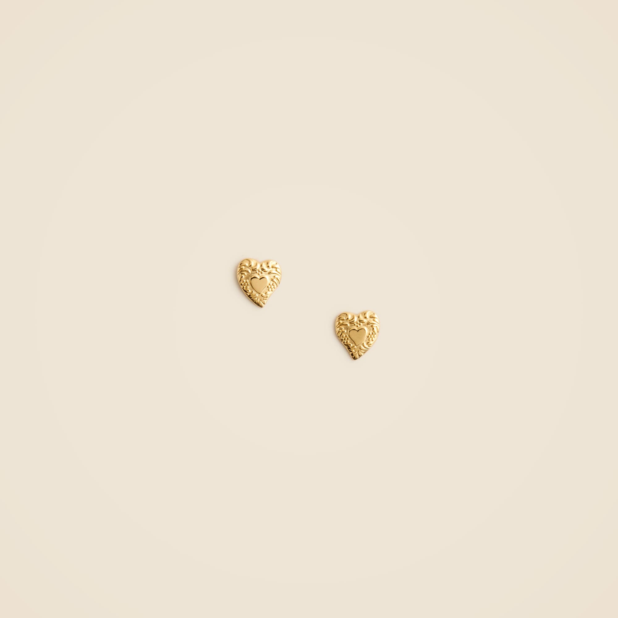 Gold vermeil engraved heart stud earrings