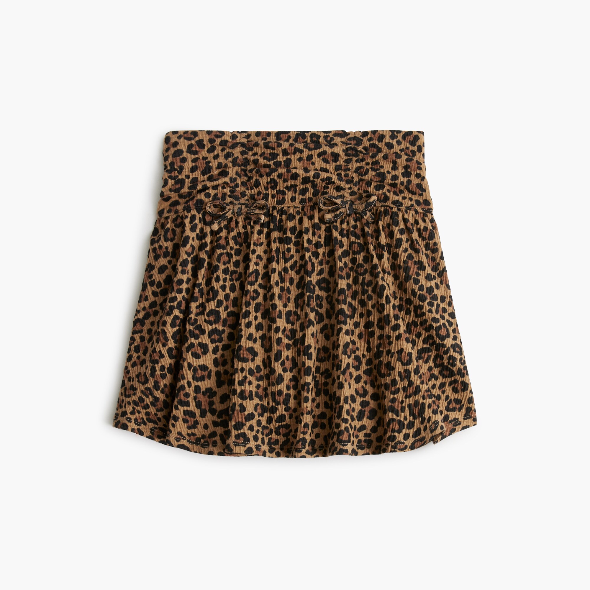 Girls' leopard crinkle-knit skort