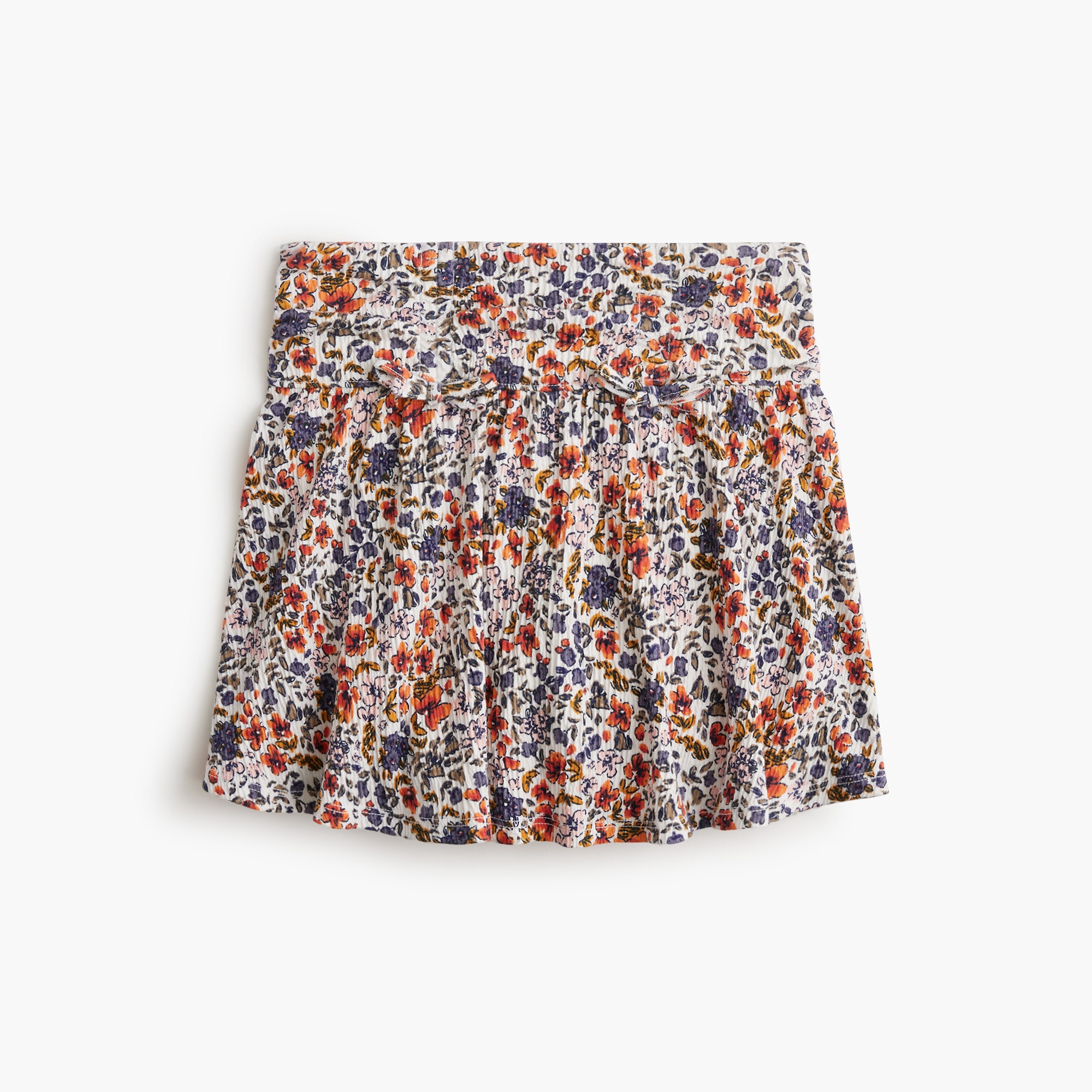 Girls' floral crinkle knit skort