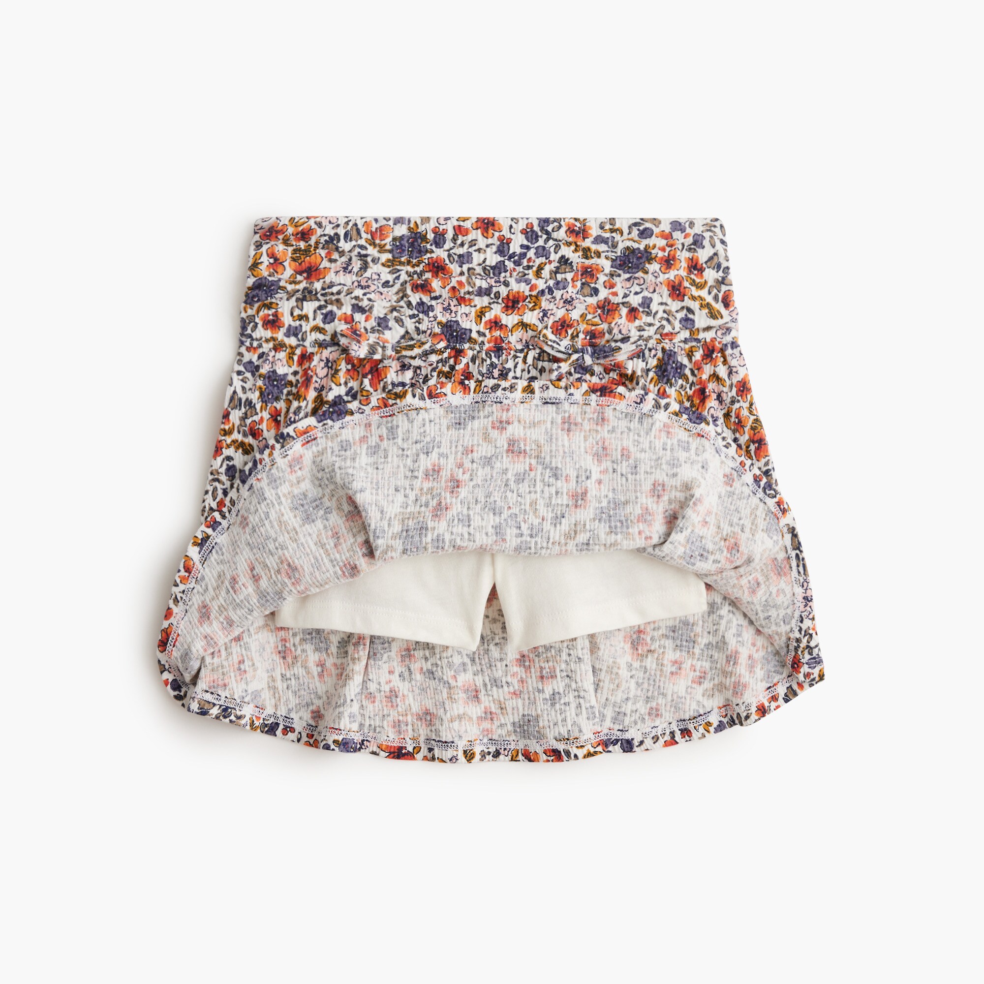 Girls' floral crinkle knit skort