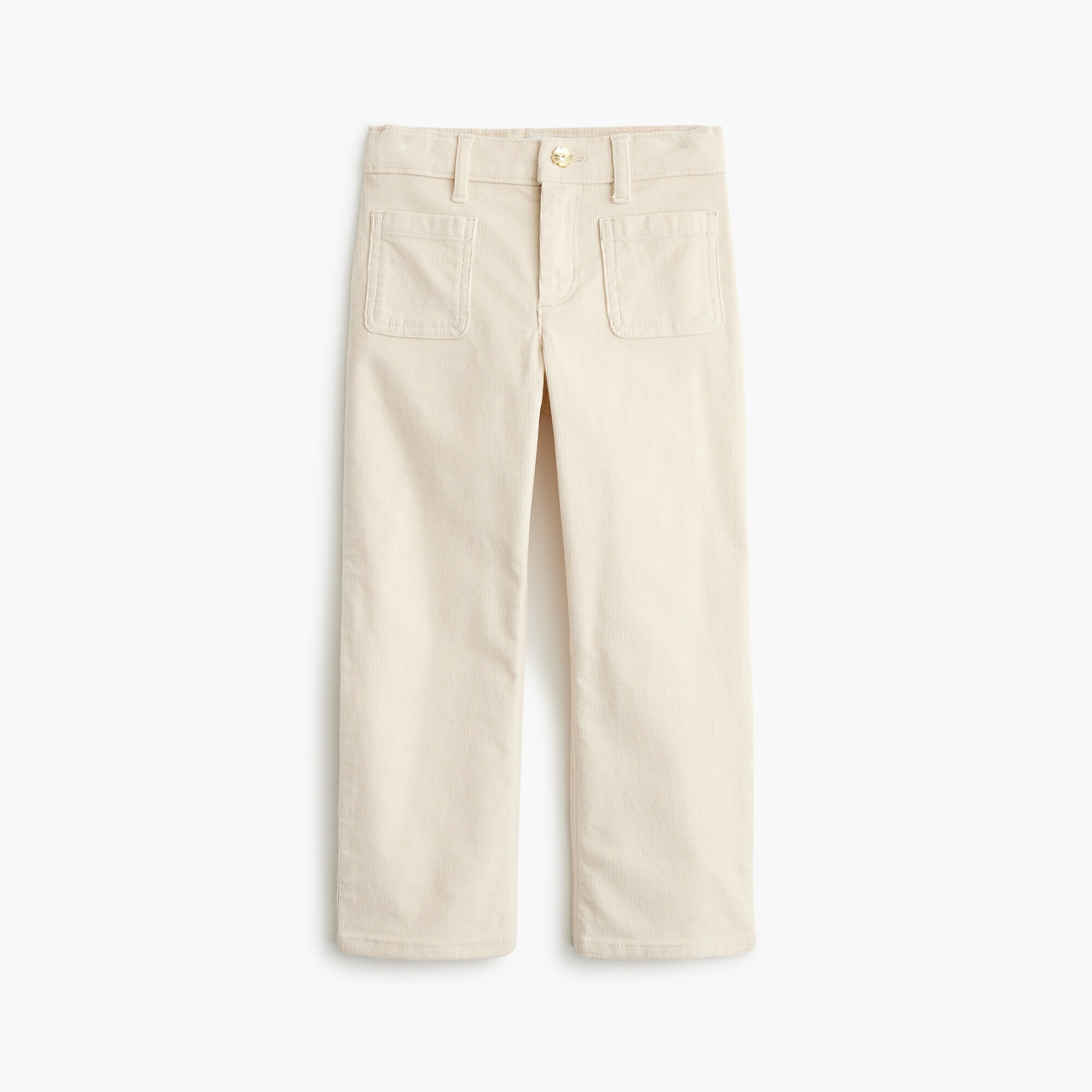  Girls' patch-pocket wide-leg corduroy pant