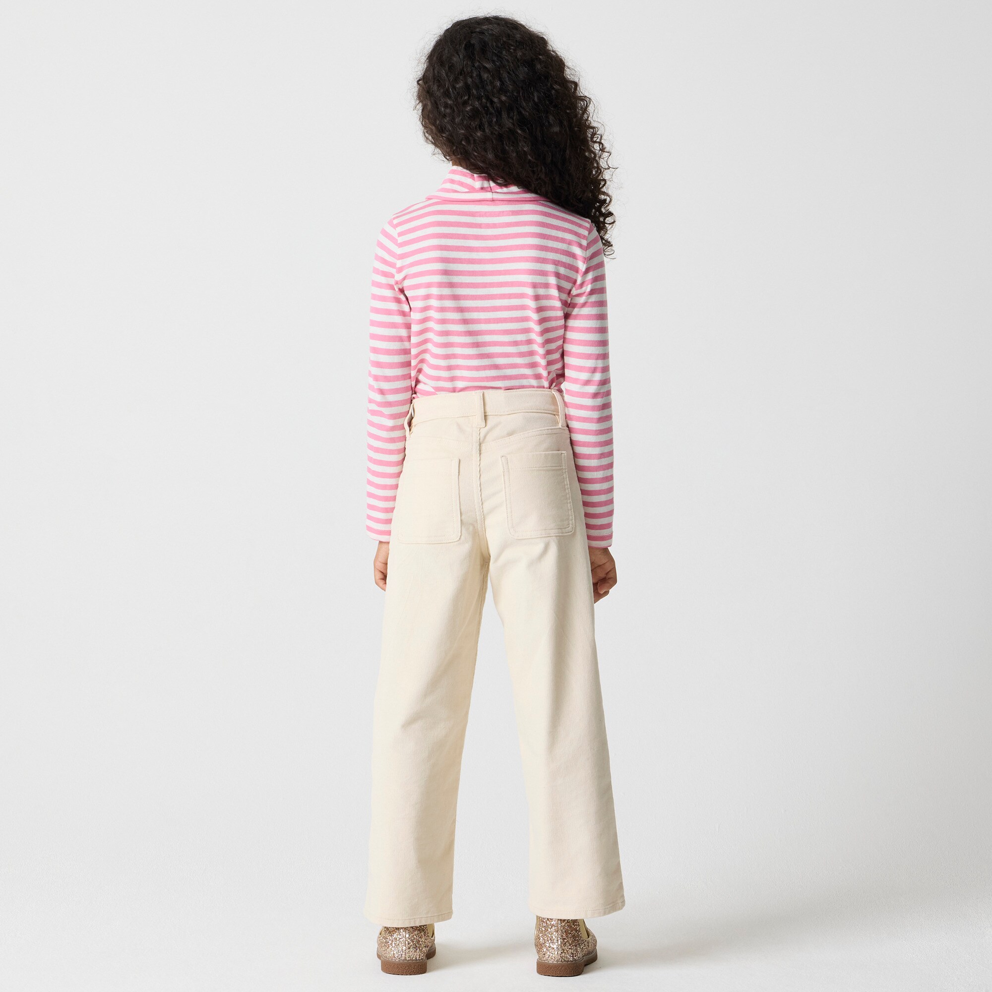 Girls' patch-pocket wide-leg corduroy pant