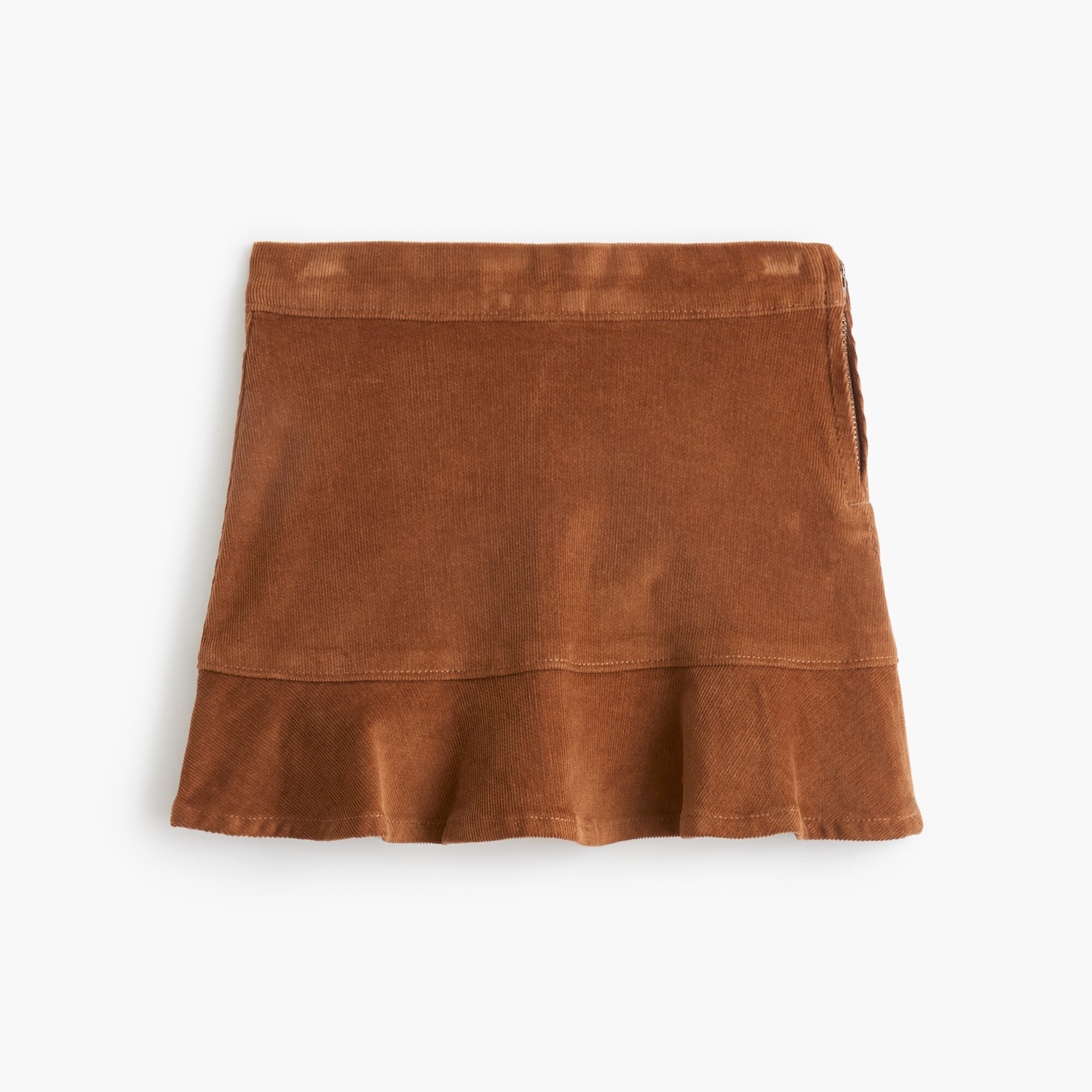 Girls' corduroy ruffle-hem skirt