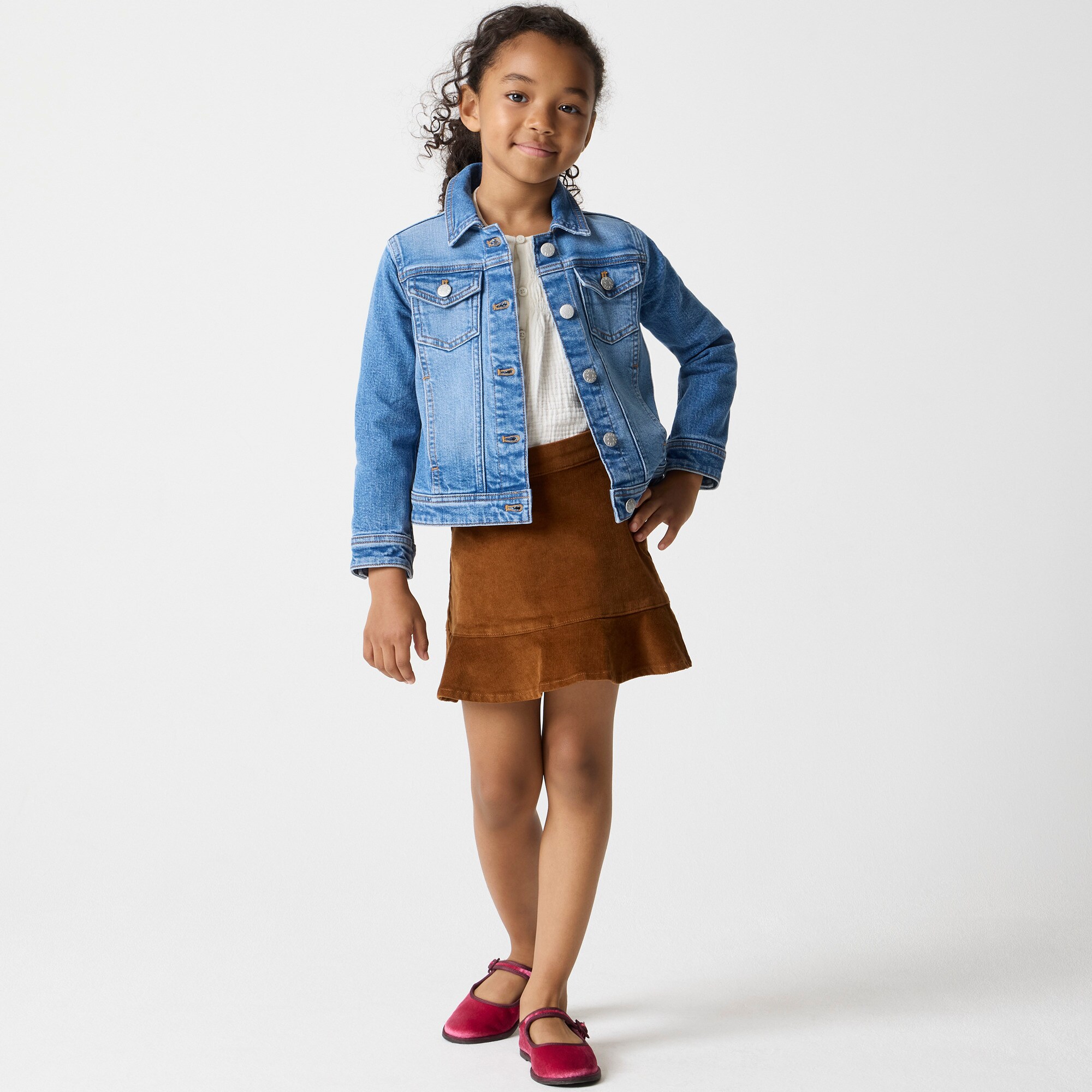 girls Girls' corduroy ruffle-hem skirt