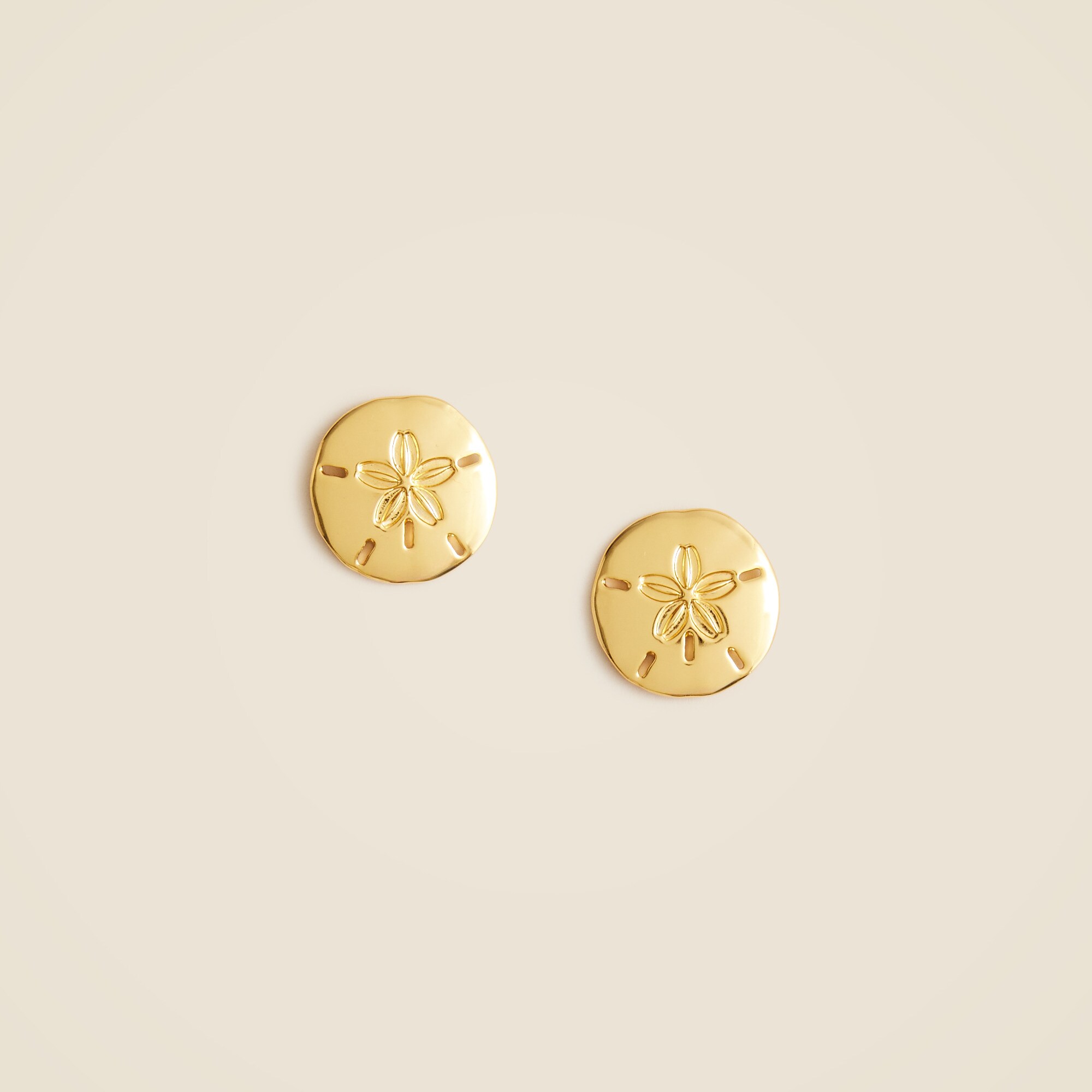 Metallic sand dollar stud earrings