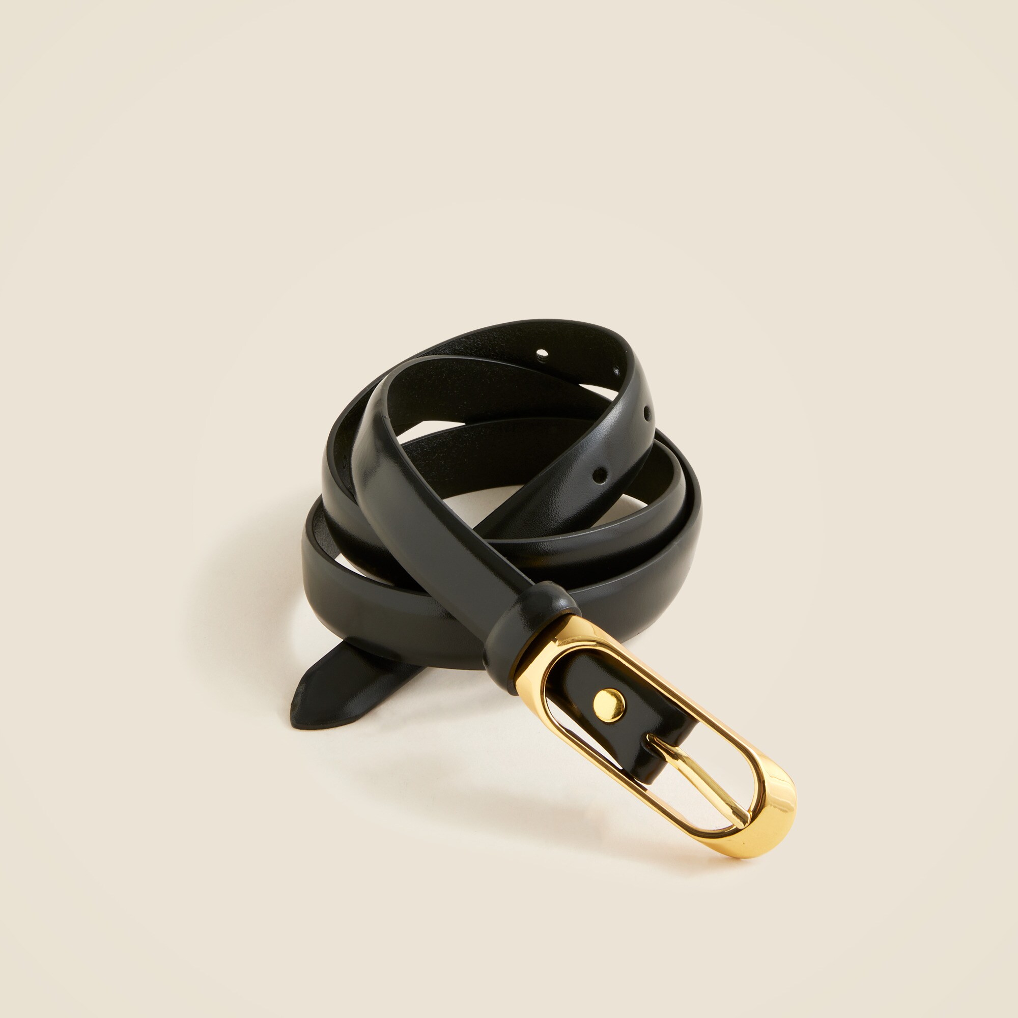 womens Skinny oval-buckle leather belt