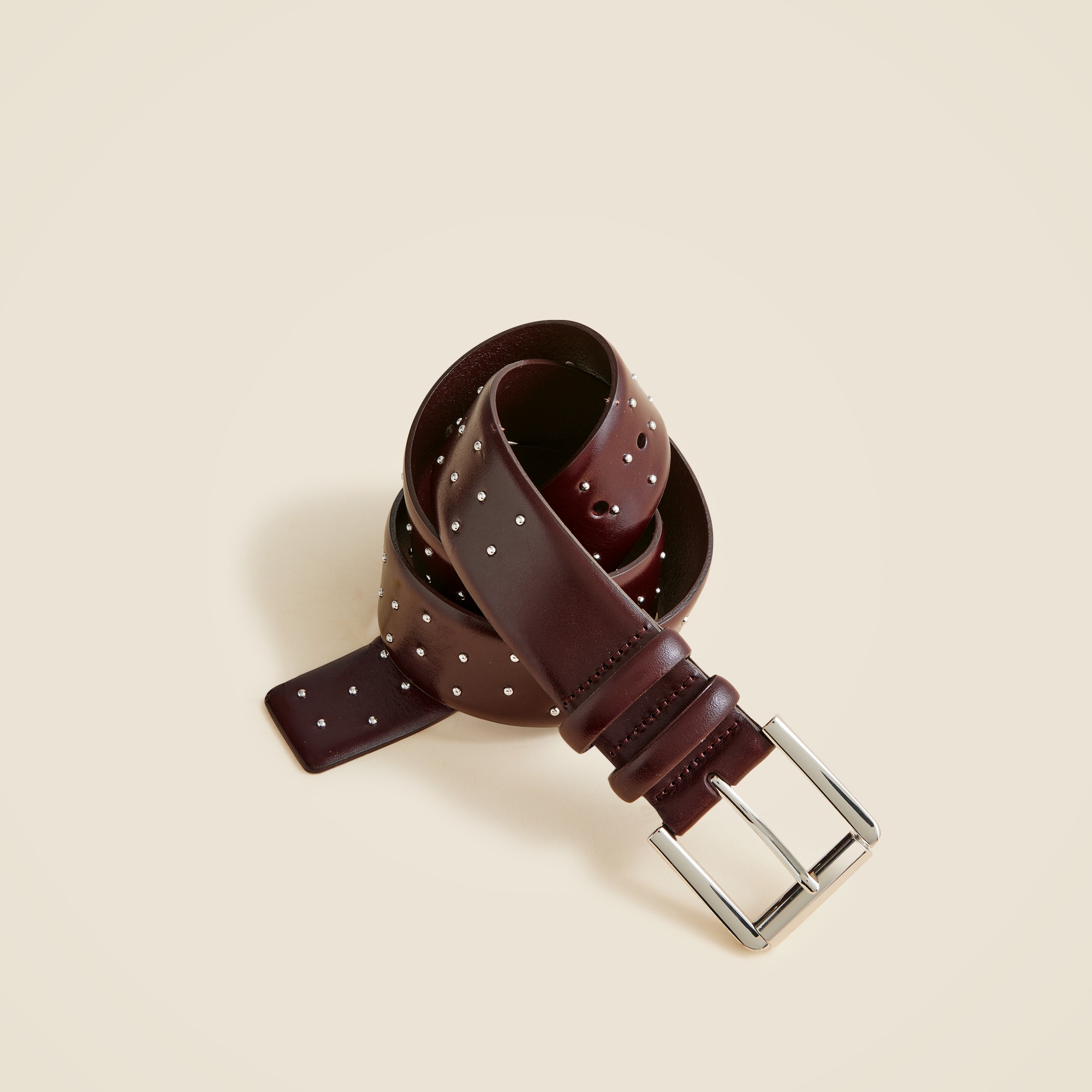 Wide belt in studded Italian leather