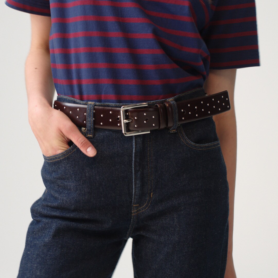 Wide Belt In Studded Italian Leather For Women | J.Crew