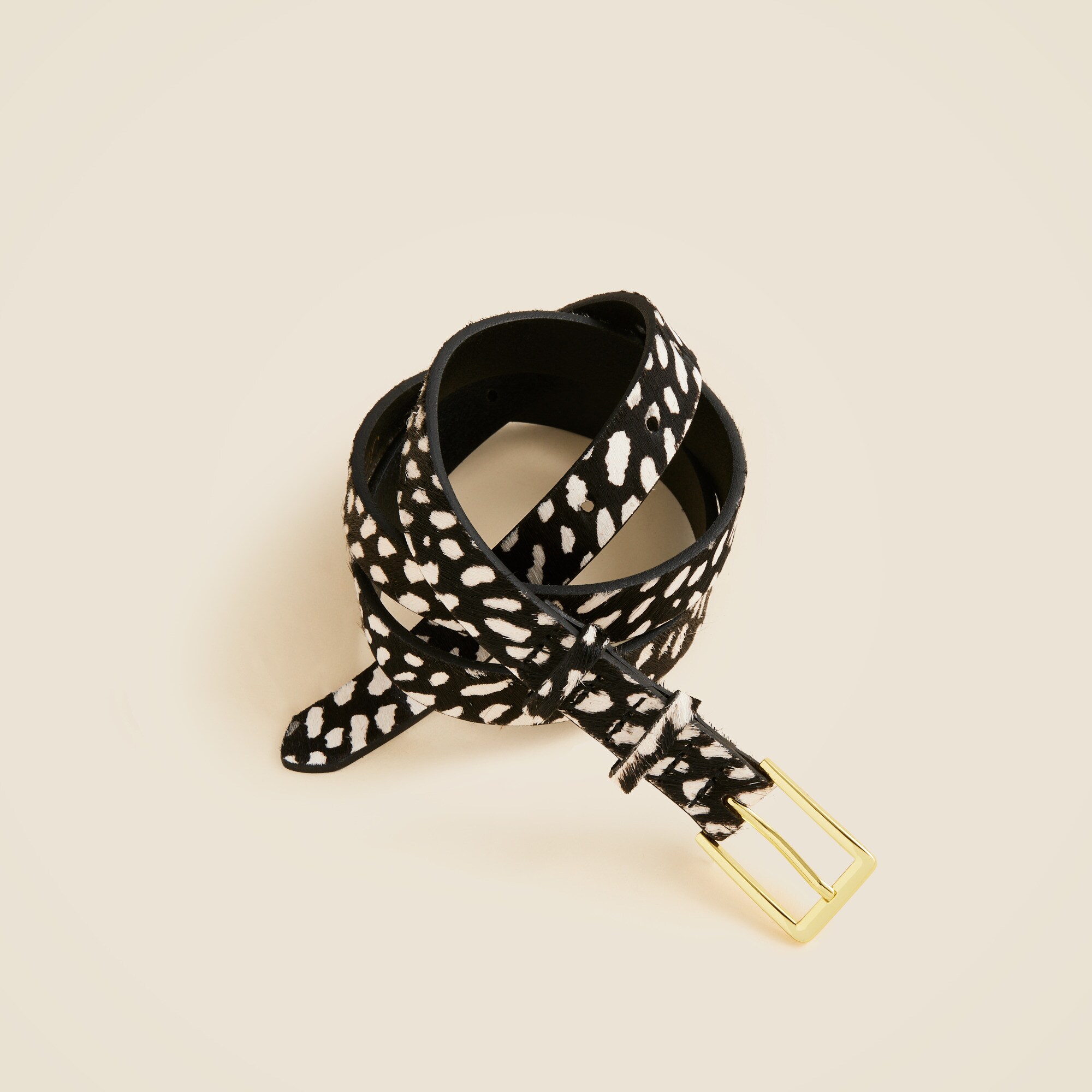 Thin belt in printed calf hair