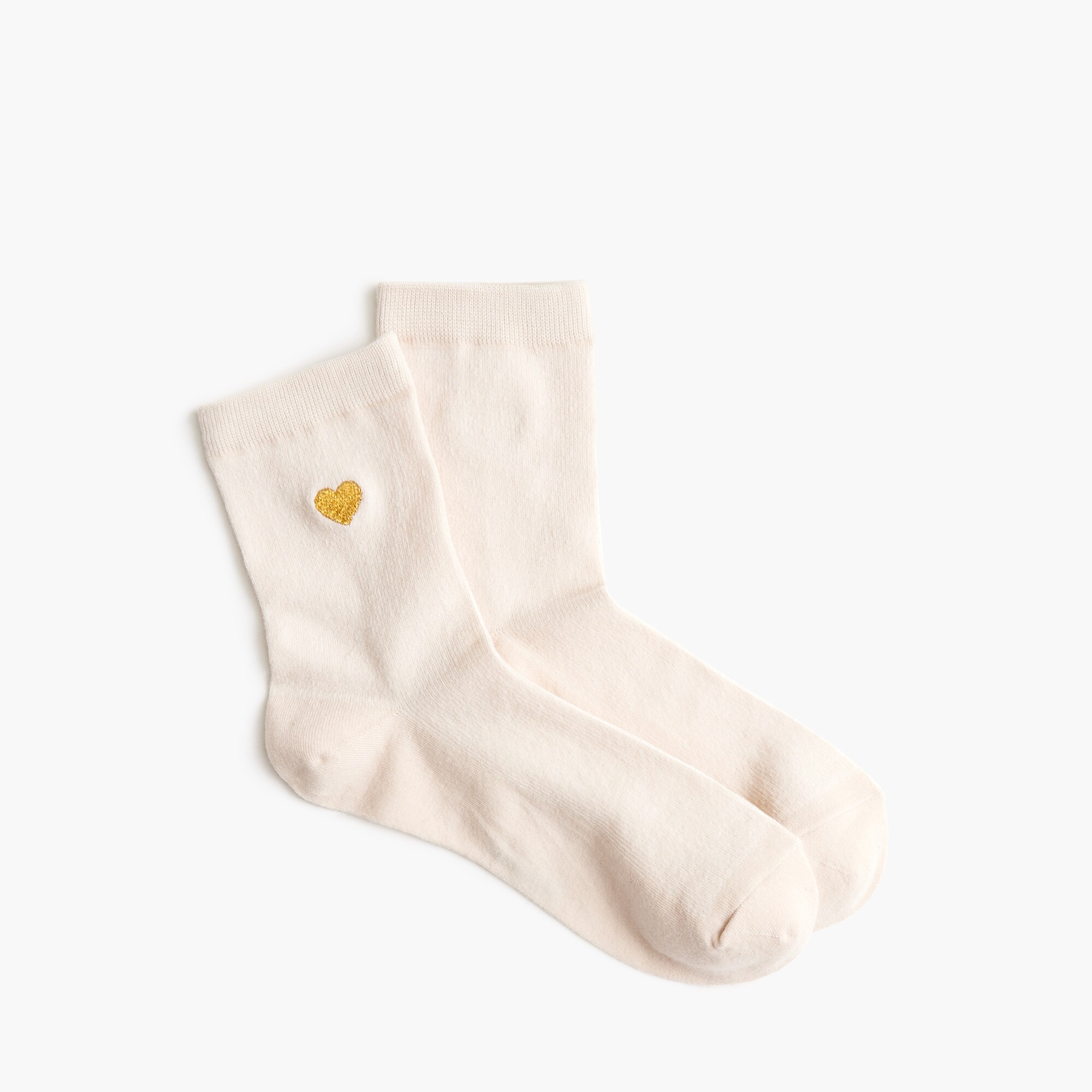Metallic embroidered heart boot socks