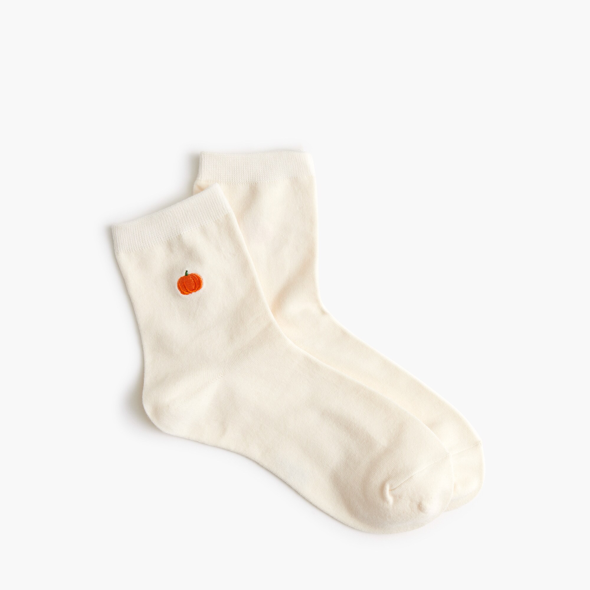 Embroidered pumpkin boot socks