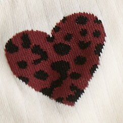 Leopard embroidered heart boot socks ANTIQUE OAK leopard embroidered heart boot socks for women