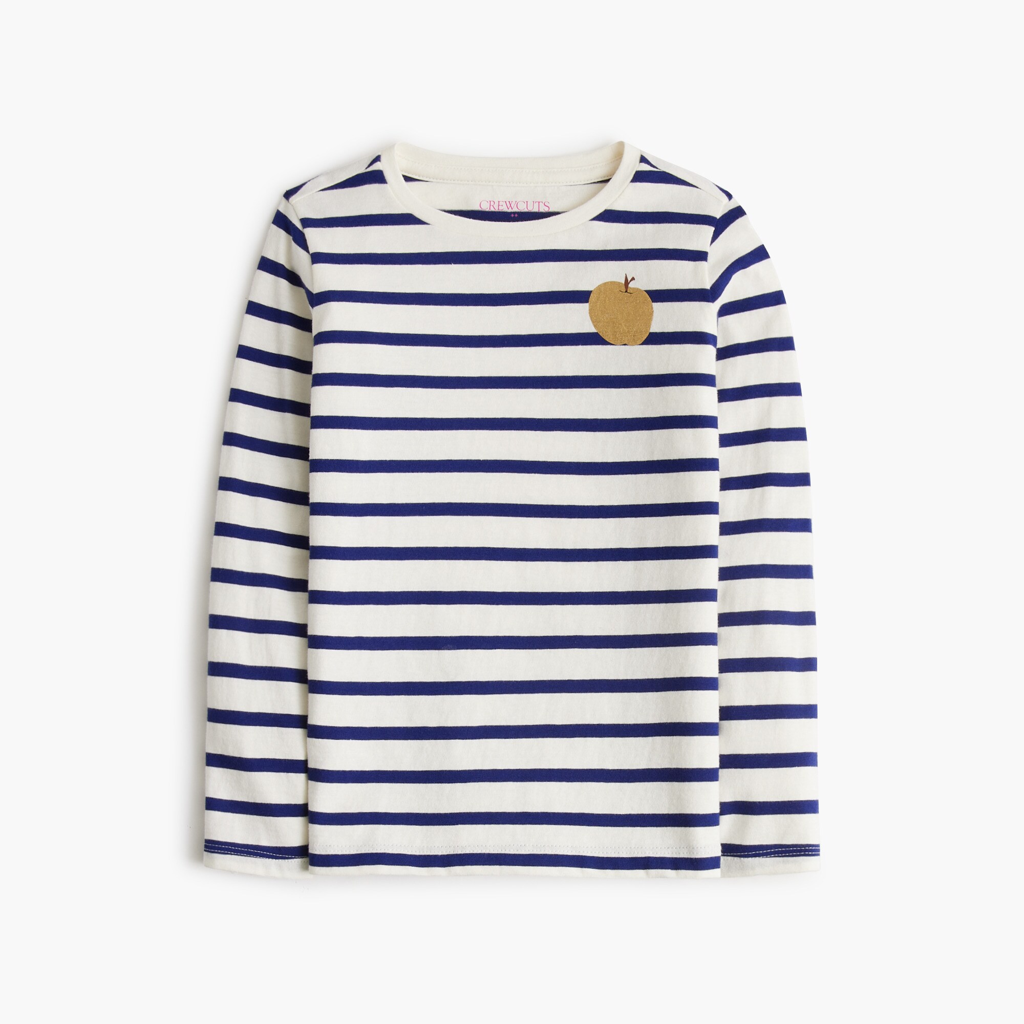 Girls' Long-sleeve Striped Golden Apple Graphic Tee For Girls