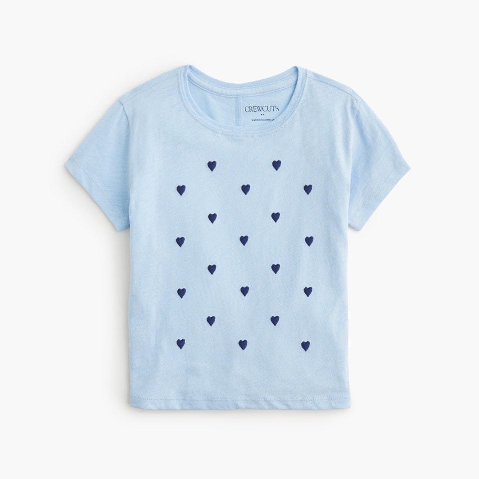 girls Girls' embroidered heart graphic tee