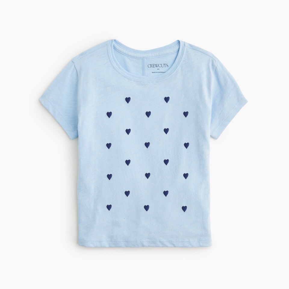 girls' embroidered heart graphic tee for girls