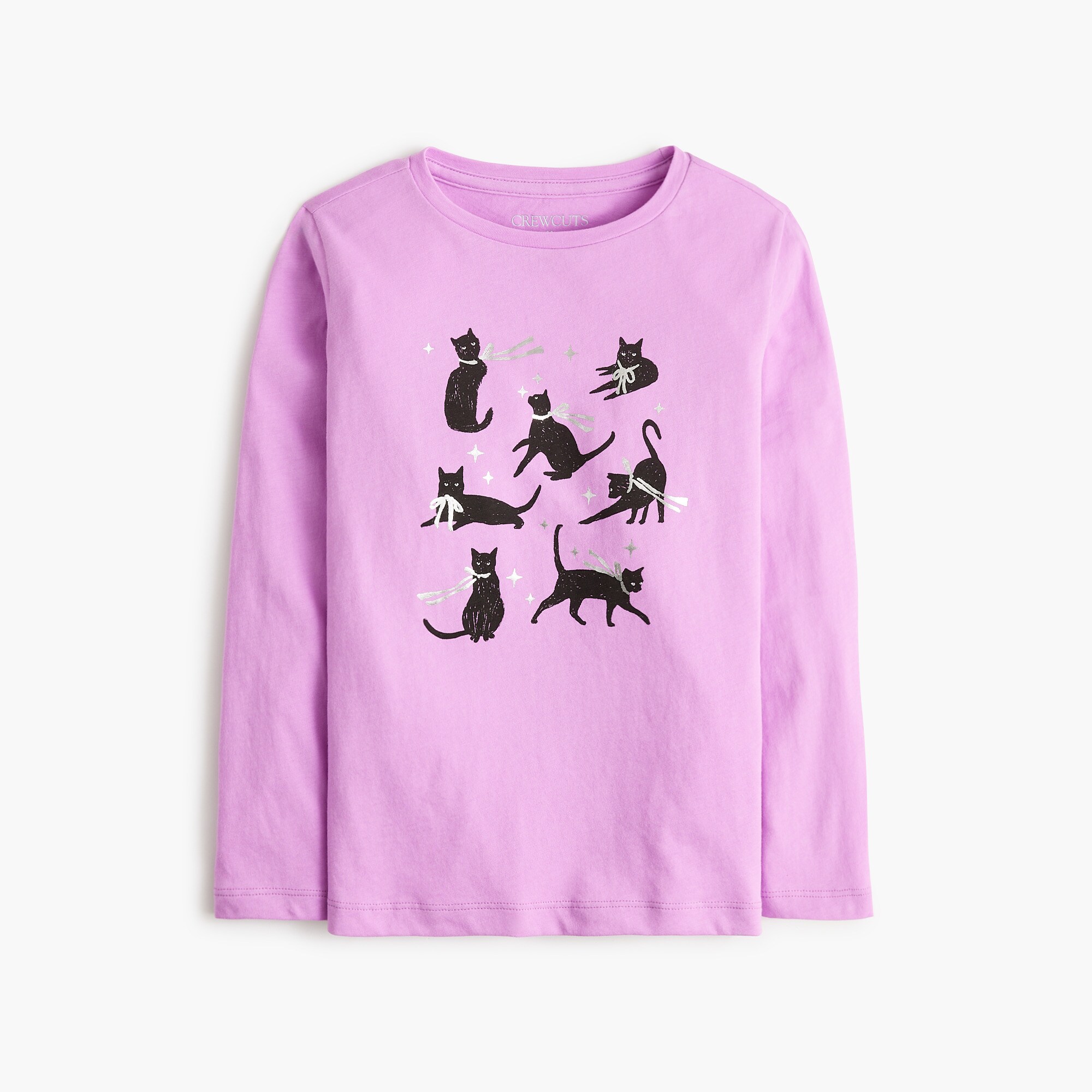 Girls' Long-sleeve Black Cats Graphic Tee For Girls | Factory