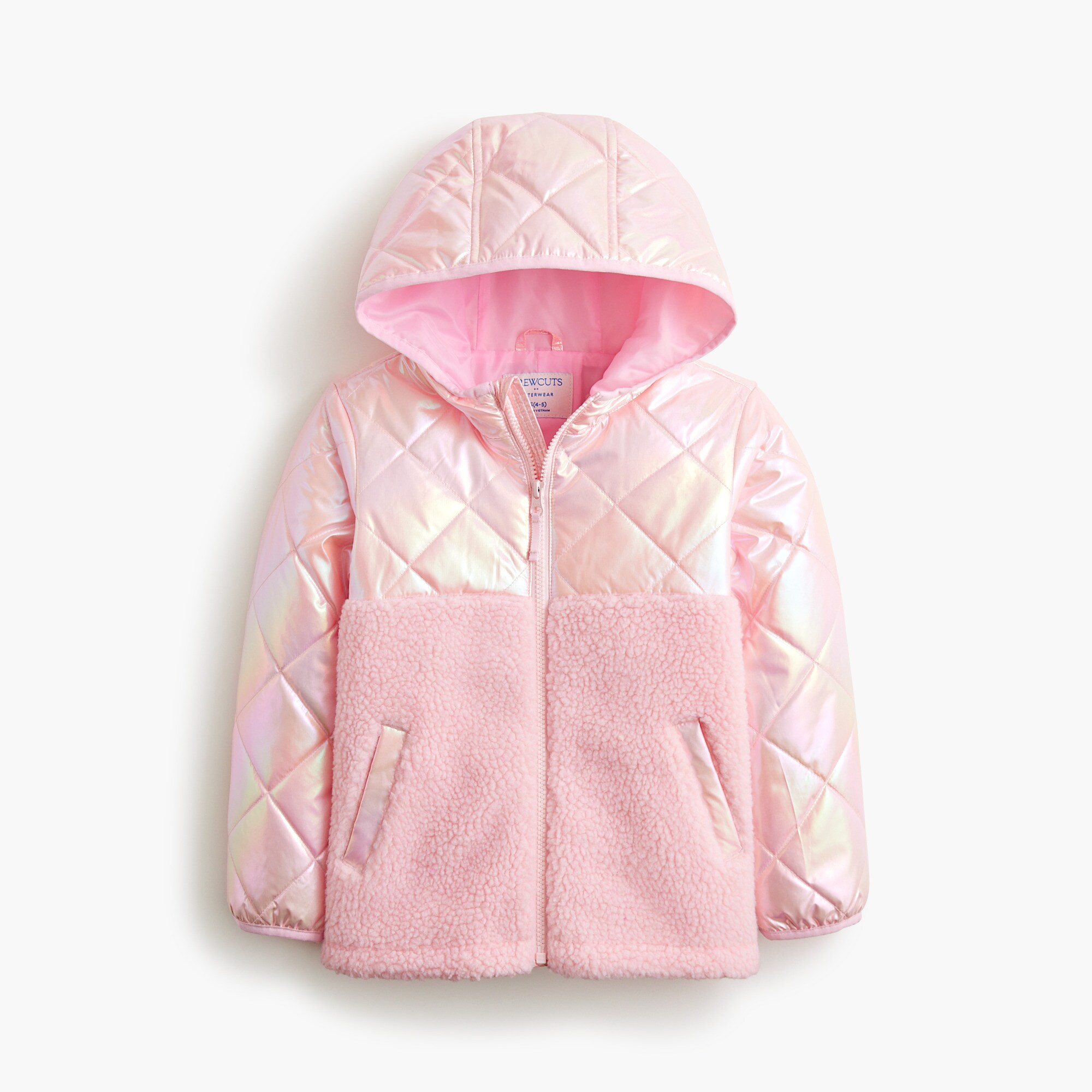 girls' iridescent pink mixed-media jacket for girls