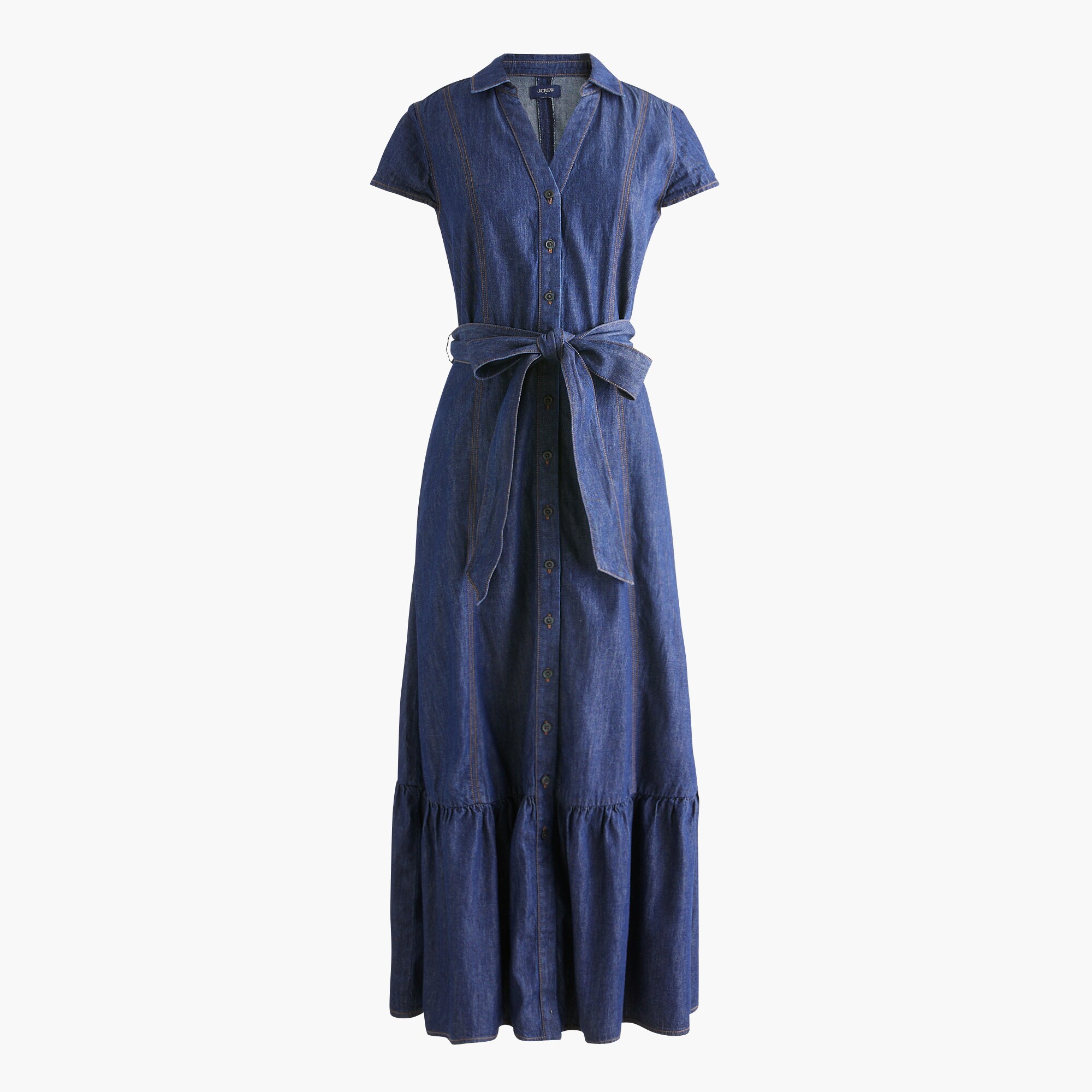 chambray tie-waist shirt-dress for women