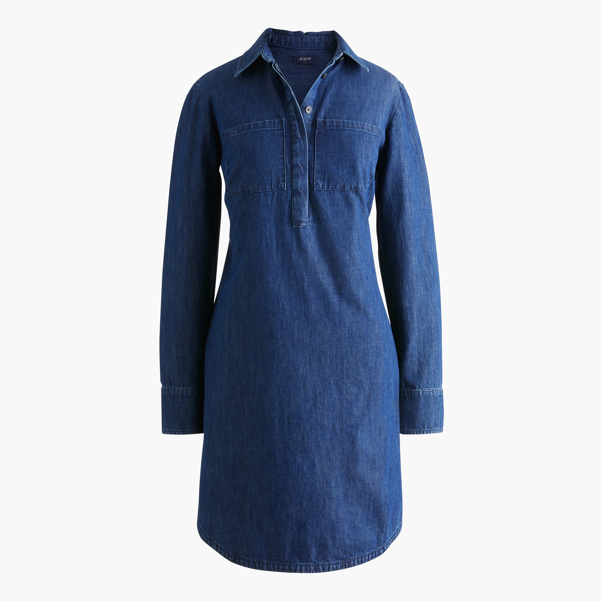 Long-sleeve chambray shirt-dress